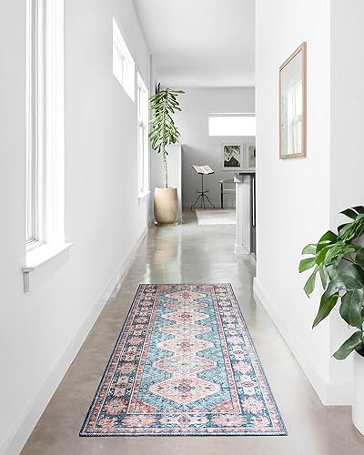 Miniatura 4 de Loloi II Colección Skye SKY-03 - Alfombra decorativa tradicional de 2 pies x 5 pies, turquesaterracota