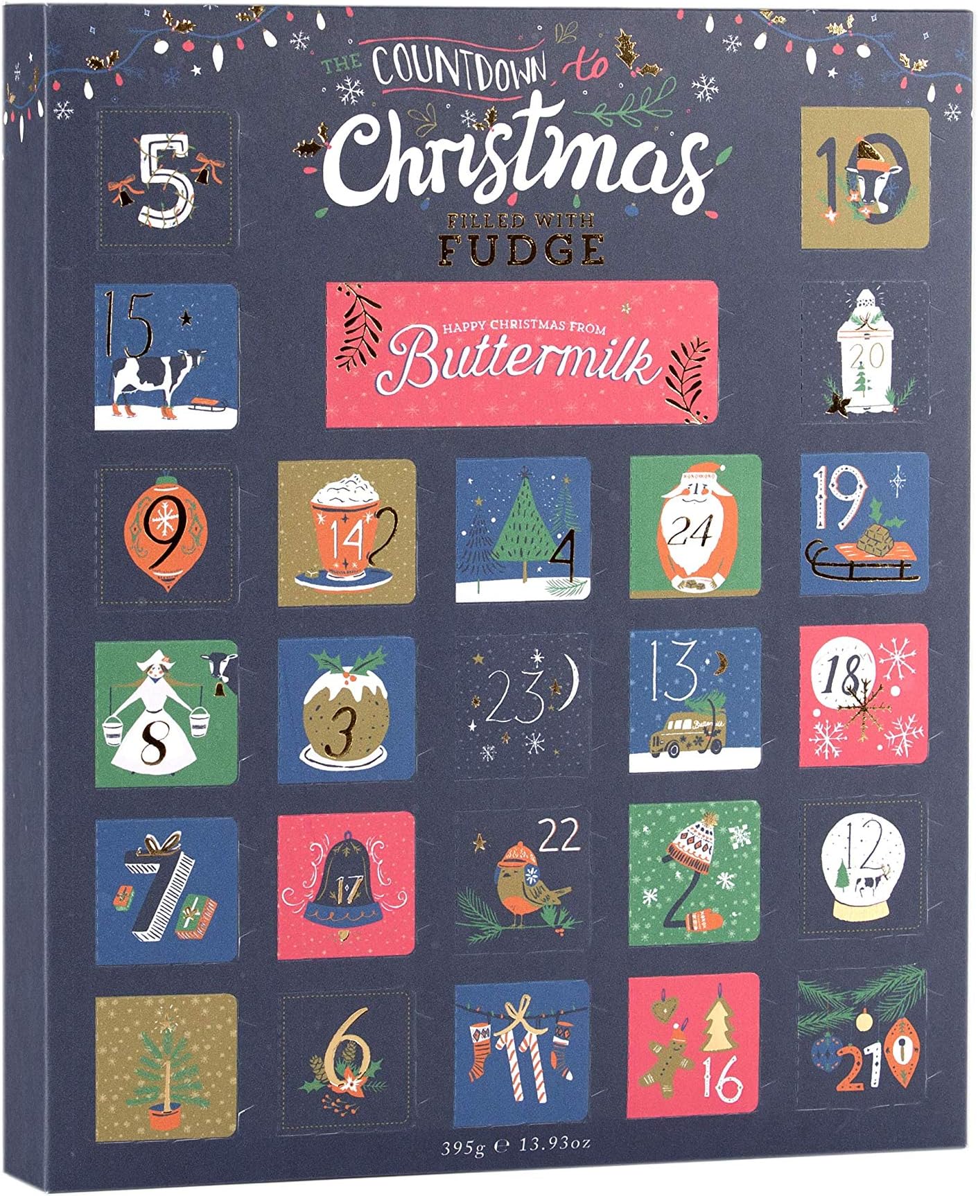 Buttermilk Fudge Christmas Advent Calendar - Gluten Free - Suitable for Vegetarian - No Artificial Flavours or Colours - 350g