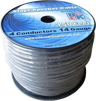 Blast King IRS1X4X14-150 150-Feet Stage Speaker Cable 14 Gauge 4 Cond Single Jacket