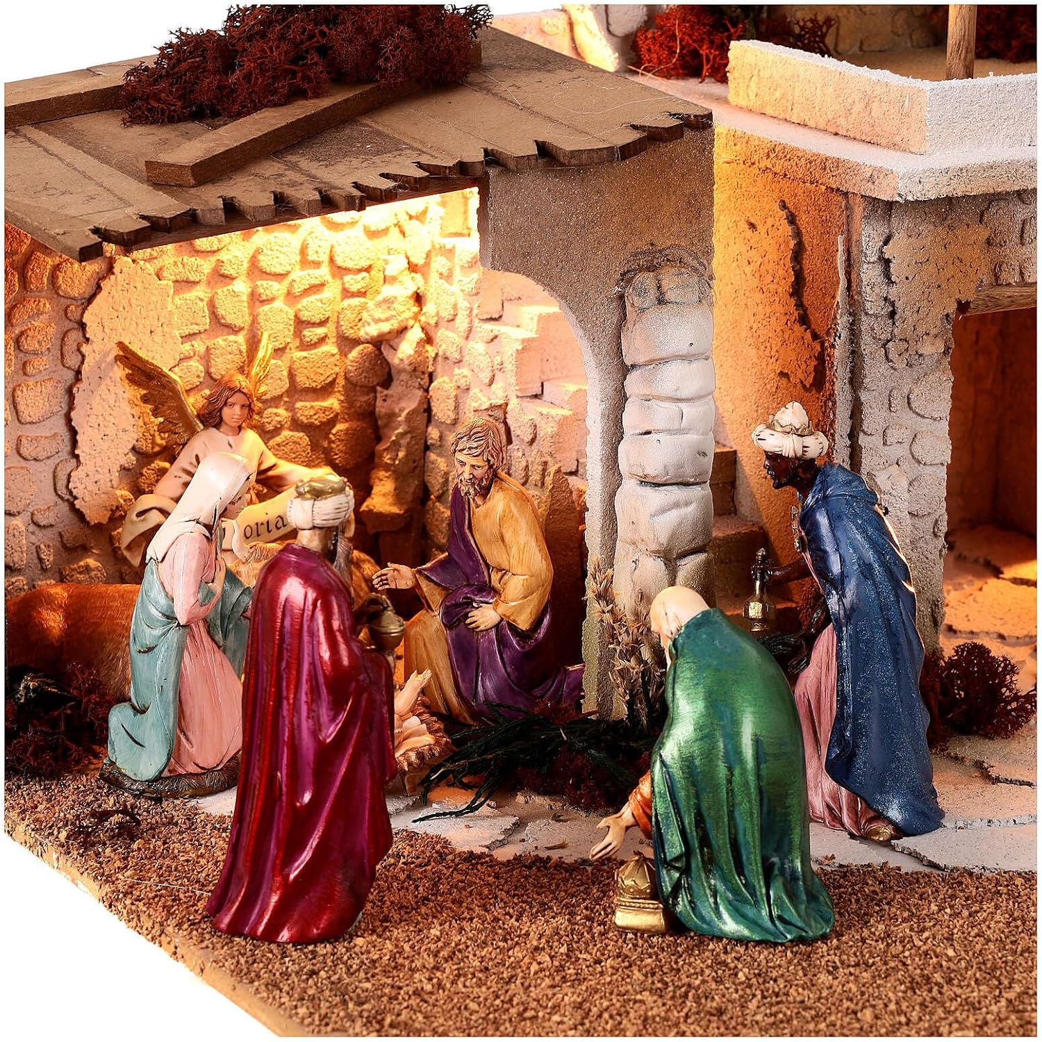 Arab Nativity Scene 45x60x50 cm for 12 cm Statues, with figurinesStatues Height: 12 cm|Width: 60 cm|Height: 44 cm|Depth: 50 cm