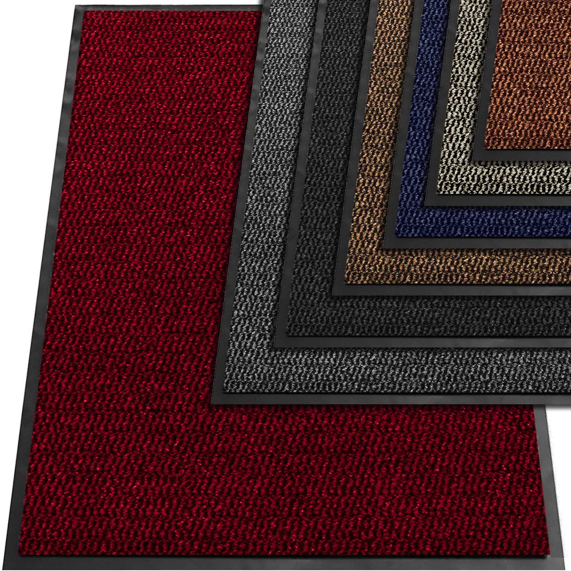 TrendMakers Wine Red/Black Durable Rubber Door Mat, Front Waterproof Floor mat, Low Profile, Heavy Duty Welcome Doormat Indoor/Outdoor, Rug Mats Entrance, Kitchen, Non Slip Runners (90cm x 300cm)