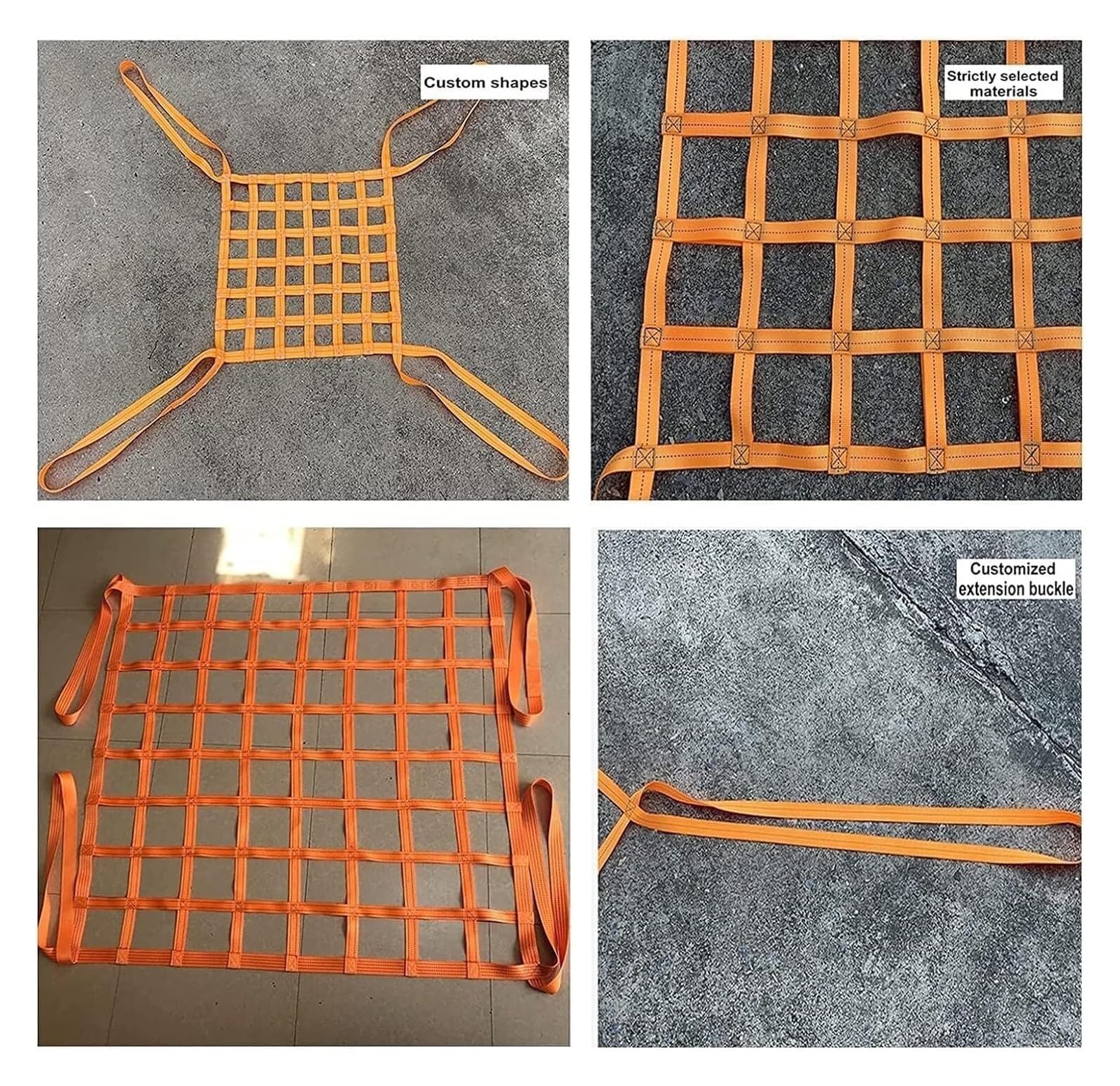 Rete di Sollevamento per carichi Pesanti 3x3 m - Maglia da 15 cm, capacità di 2,5 t, Cinghie Resistenti per Arrampicata, Trasporto, Uso Esterno, Industriale e recinzioni.
