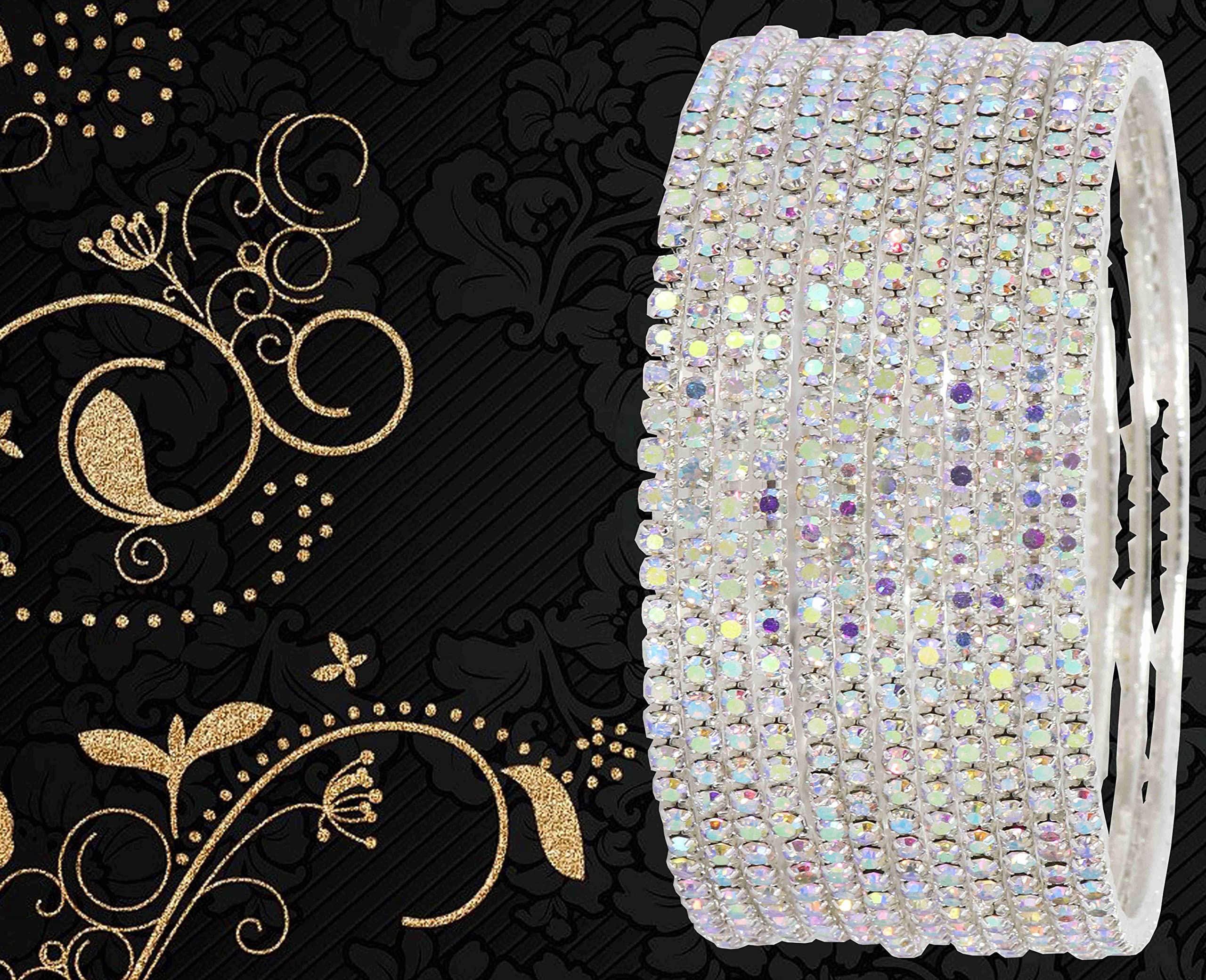 Zircon Studded Traditional Glossy Finished Bangle Set