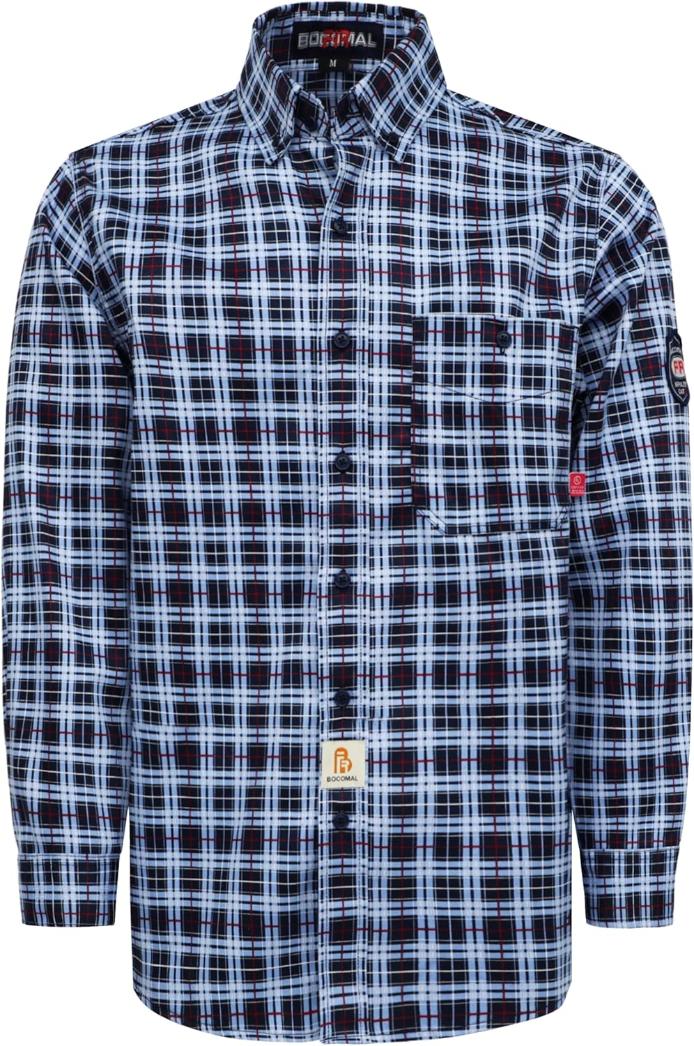 BOCOMAL FR Shirts Flame Resistant NFPA2112/CAT2 6.5oz Light Weight Printed Fire Retardant Plaid Shirt - Image 3