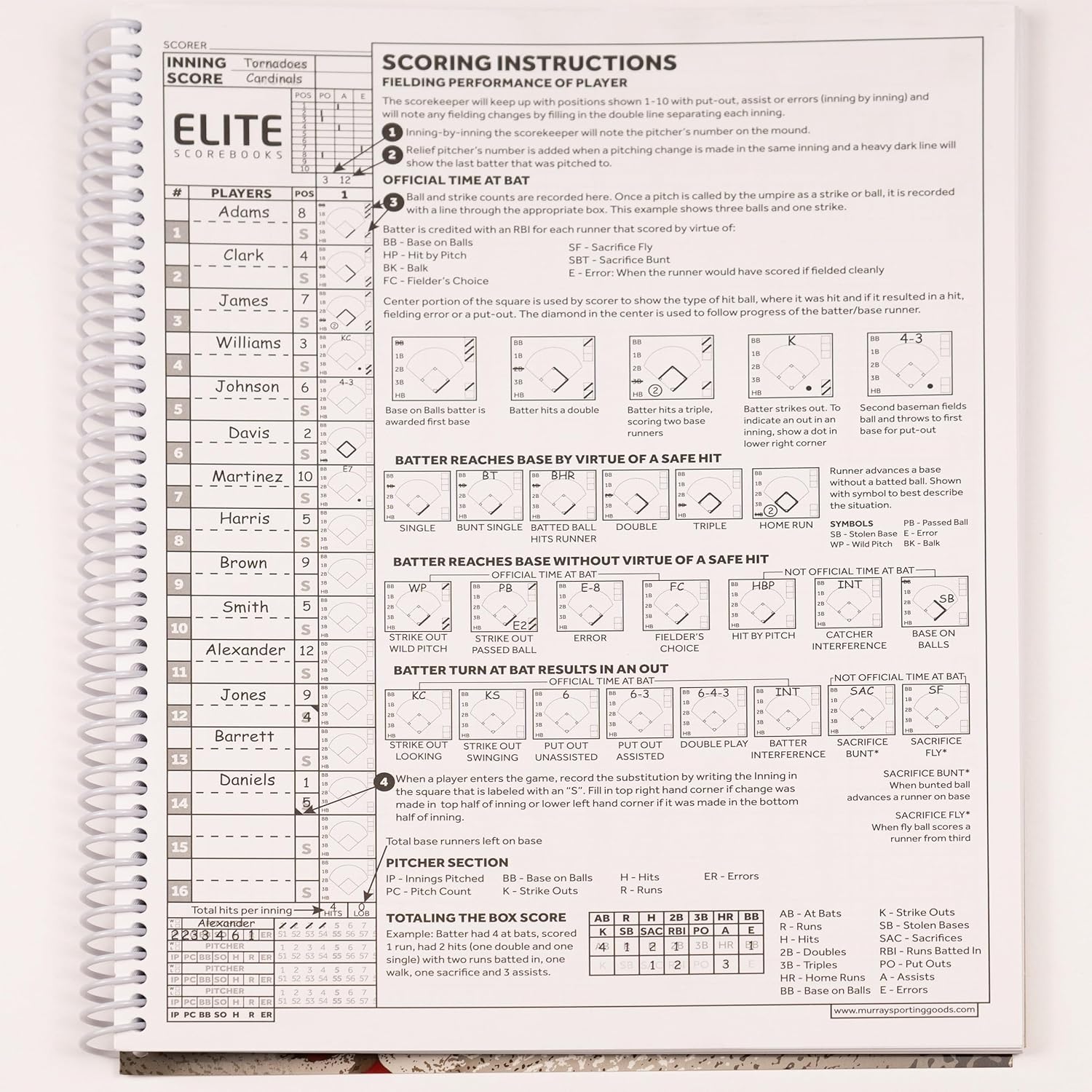 Elite Clipboards Baseball Scorebook - 50 Games Score Book Side by Side Score Keeping Book for Stats | Baseball Stat Tracking Book - High School, Middle School, Little League for Scorekeepers