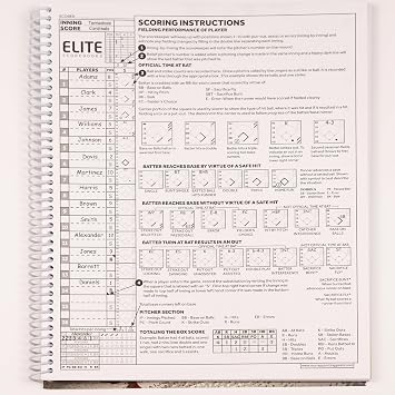 Elite Clipboards Baseball Scorebook - 50 لعبة سجل النقاط جنبًا إلى جنب كتاب حفظ النقاط للإحصائيات | كتاب تتبع إحصائيات البيسبول - المدرسة الثانوية، المدرسة المتوسطة، الدوري الصغير لحراس النتائج