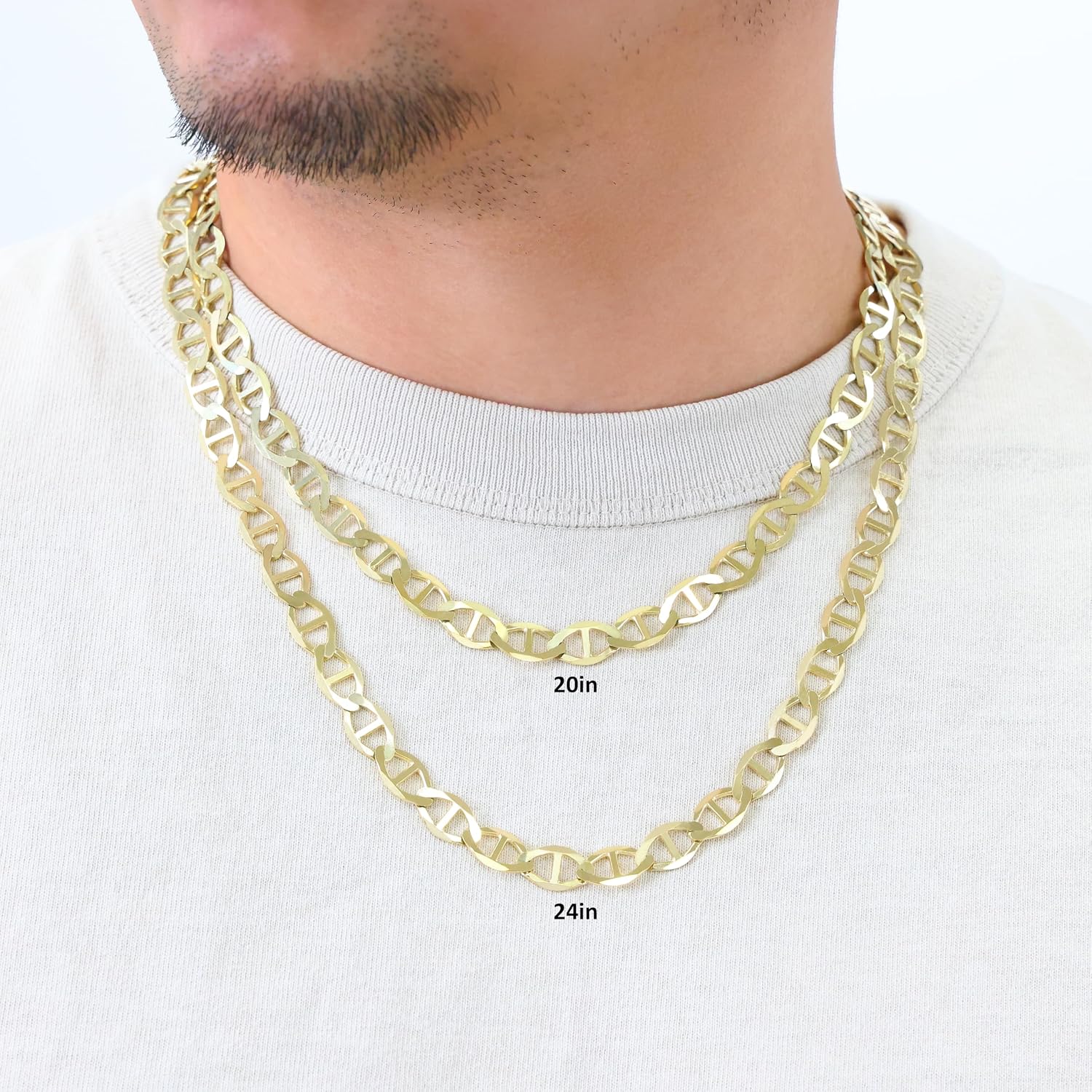 Nuragold 10k Real Yellow Gold Solid Mariner 9mm Chain Anchor Link Necklace (22"-30") Italian Jewelry for Men