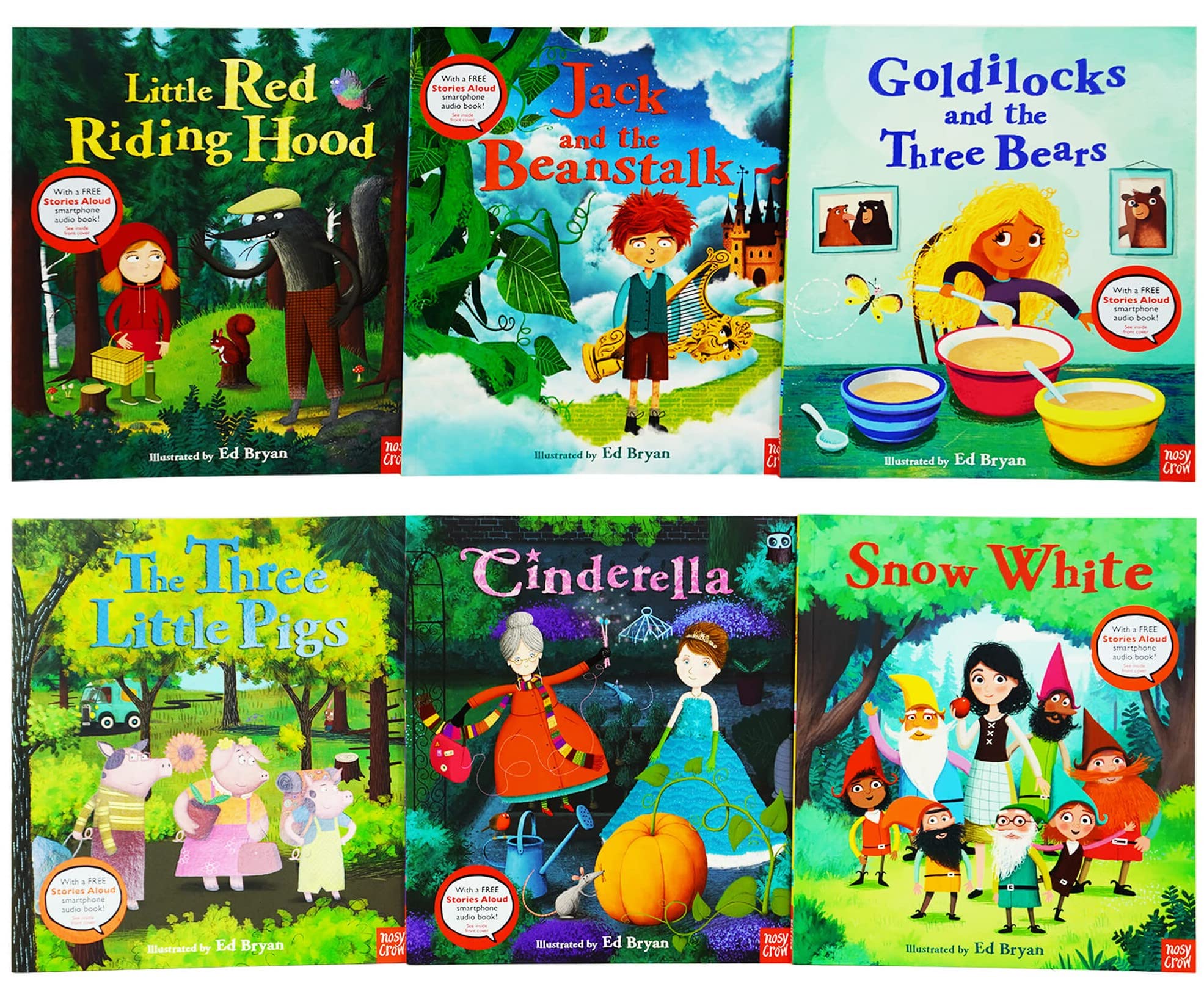 Nosy Crow Fairy Tales 6 Books Collection With Free Stories Audio Book! (Cinderella, The Three Little Pigs, Goldilocks and the Three Bears, Jack and the Beanstalk, Little Red Riding Hood & Snow White)