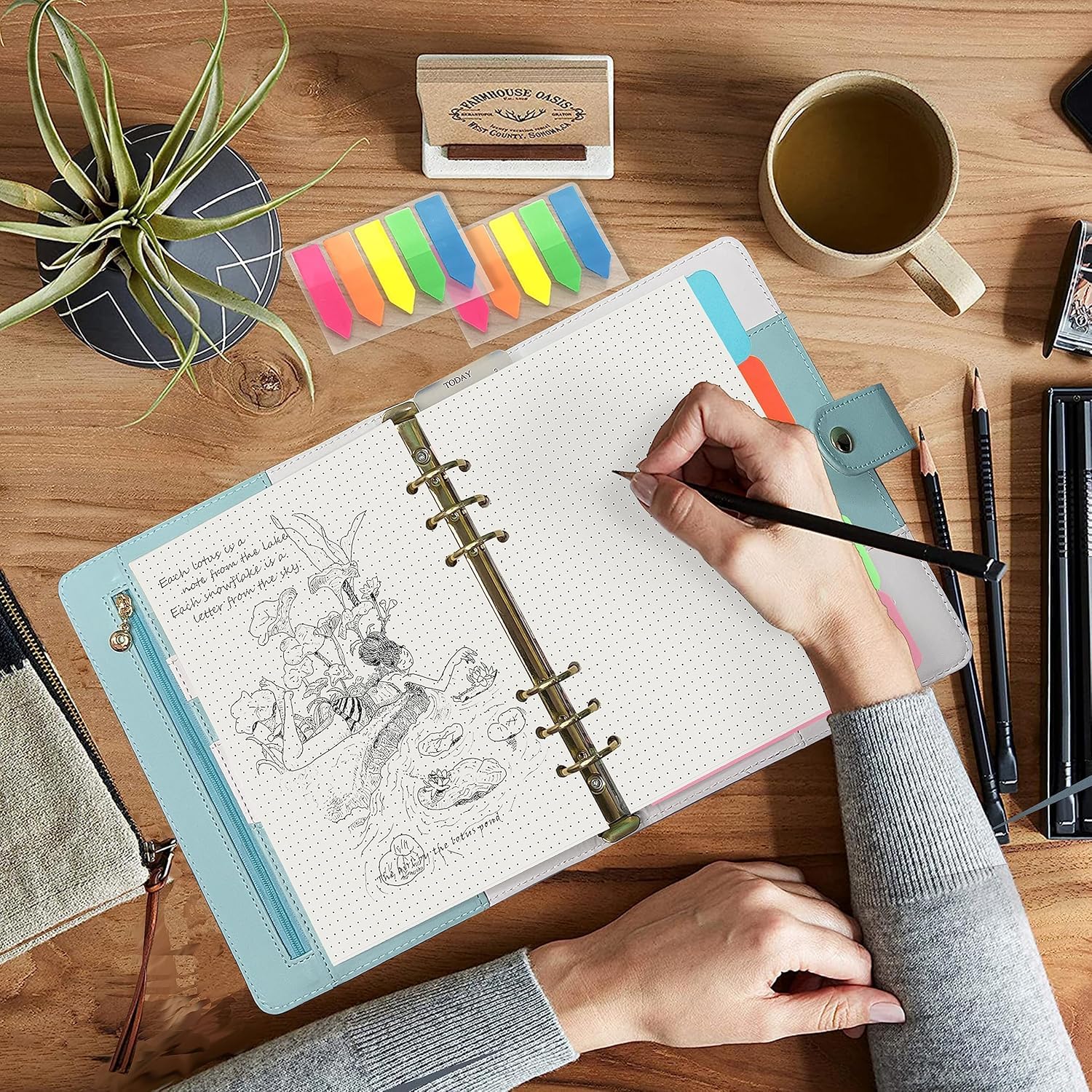 Harphia A5 6 Holes Binder Refill Value Set, 90 Sheets Loose Leaf Paper with Stickers and dividers - Image 3