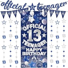 13th Birthday Decorations Banner Boys - 9 Pcs Official Teenager Backdrop