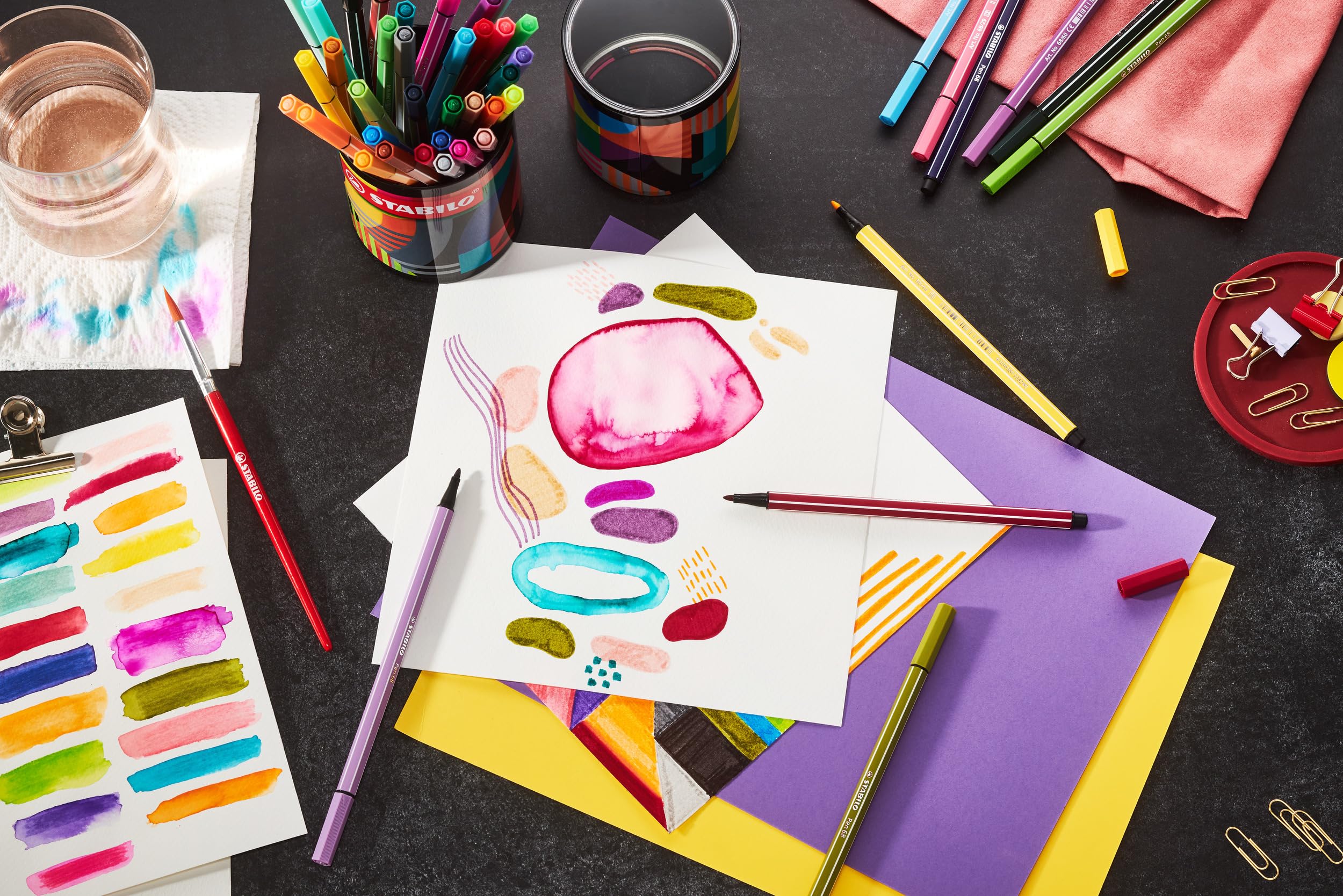 STABILO - Premium-Filzstift - Pen 68 - ARTY - 45er Metalldose - mit 45 Farben