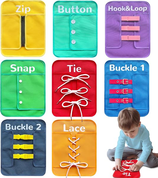 Craftstory Toddlers Montessori Toys Busy-Board for 3 4 5 Year Girls Boys Gifts, Sensory Basic-Life-Kills Shoe-Tying Prac