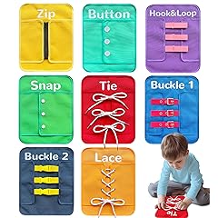 Craftstory Toddlers Montessori Toys Busy-Board for 3 4 5 Year Boy Girl Gifts Sensory Basic-Life-Kills Shoe-Tying Practice for Kids, Buckle Zip Lacing Travel Toy Birthday