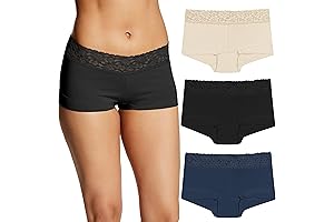 Soft and Breathable Cotton Lace Boyshorts in Assorted Hues