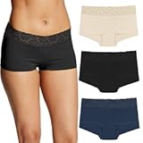 Underwear&comma; Stretch Cotton Boyshort Panties for Women&comma; Assorted&comma; 3-Pack