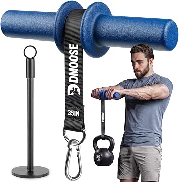 DMoose Fitness Forearm Strengthener & Wrist Roller - Non-Slip Thicker Handles, 35" Durable Nylon Strap - Grip Trainer for Wrist, Hand & Forearm Muscles - Arm Exerciser for Strength Training & Rehab