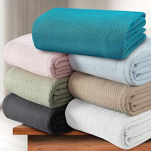 Miniatura 6 de White Classic Mantas de tamaño King para cama, manta 100% algodón suave y transpirable, manta de verano ligera de 14.46 ozm, 108 x 90 pulgadas, gris