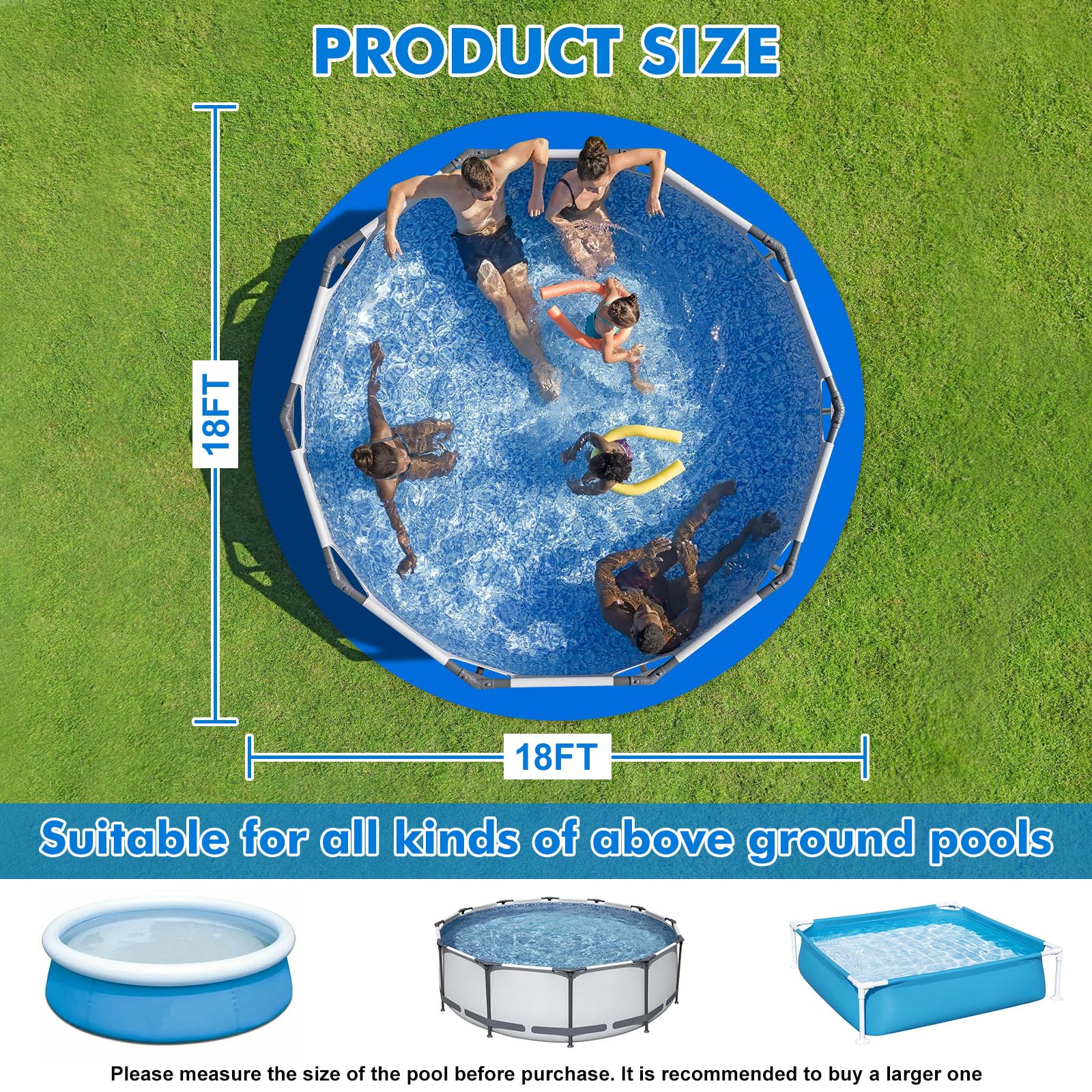 Pool Bodenplane Pool Schutzmatten,5.5m Pool Unterlage passend Runder Pool Liner Pad für Flache Pools oberirdische Schwimmbäder Schutz, reißfest