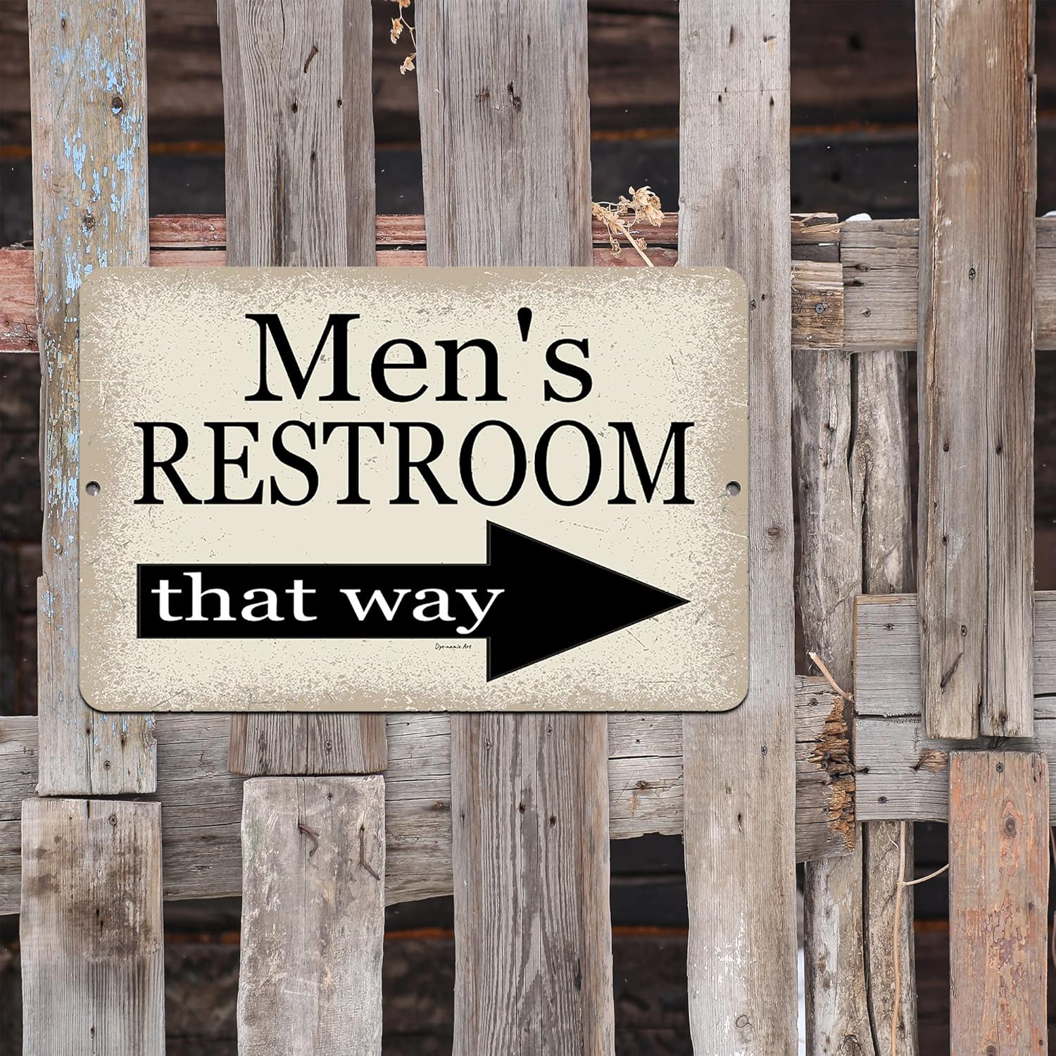 Men's Restroom Metal Sign – 12x18 Inch Bathroom Decor with Right Arrow – Durable Aluminum for Home, Pool, Wedding, or Restaurant Use