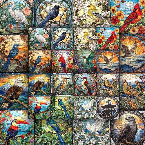 Miniatura 24 de Rompecabezas de Pájaros para Adultos de 1000 Piezas, Lindo Rompecabezas de Edredón de Jardín de Flores de Pájaros, Divertido Rompecabezas Floral con