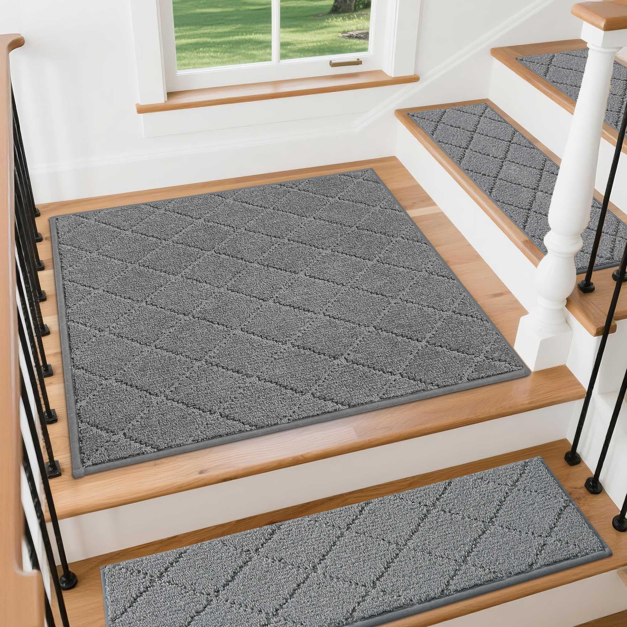 COSY HOMEER Stair Landing Rugs Non-Slip Corner Indoor 30"x30"