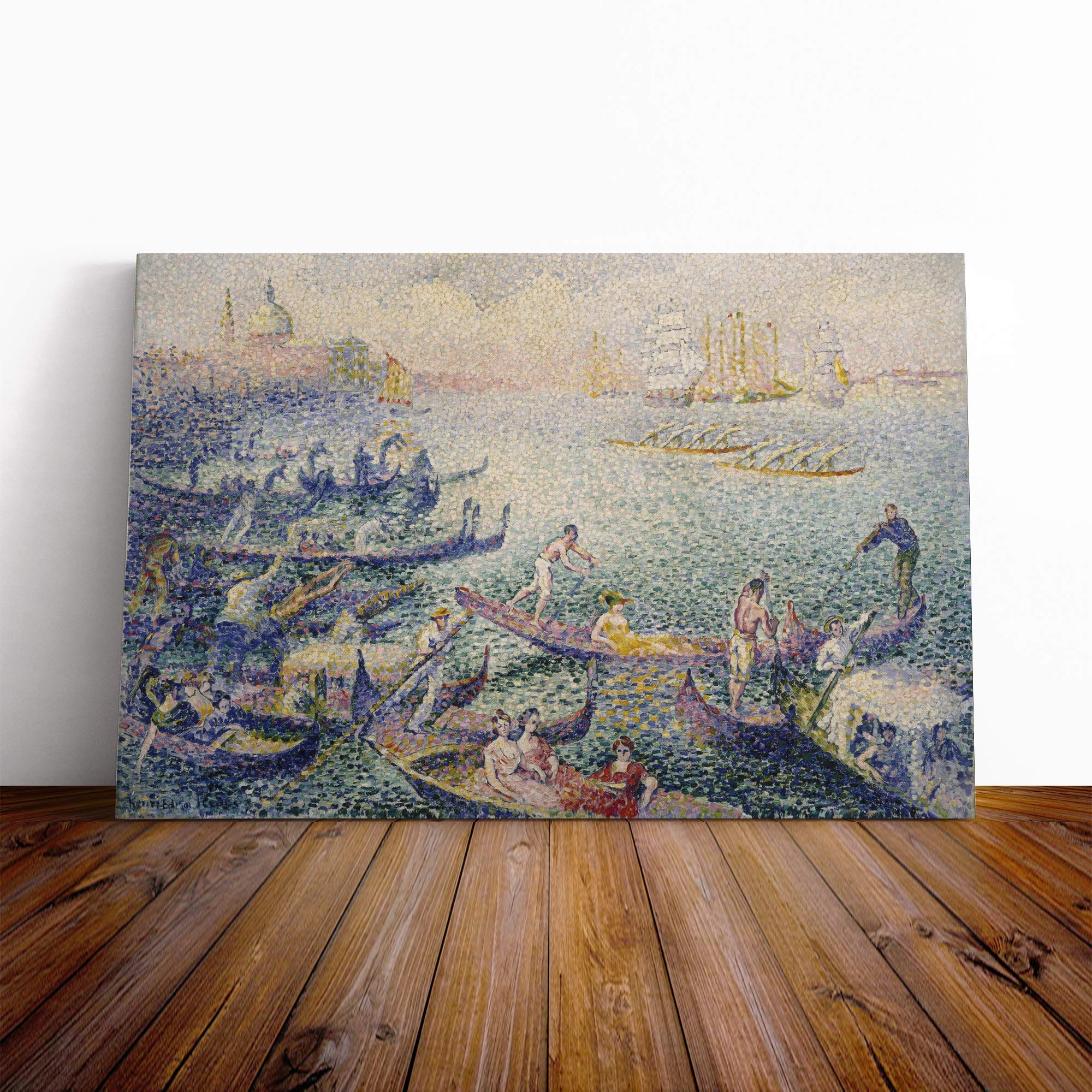 Henri-Edmond Cross Regatta in Venice Canvas Print | Gallery Wrapped 30mm Frame Wall Art | 30x20 inches | Ready to Hang | Modern Religious Picture | Living Room Bedroom Lounge Office