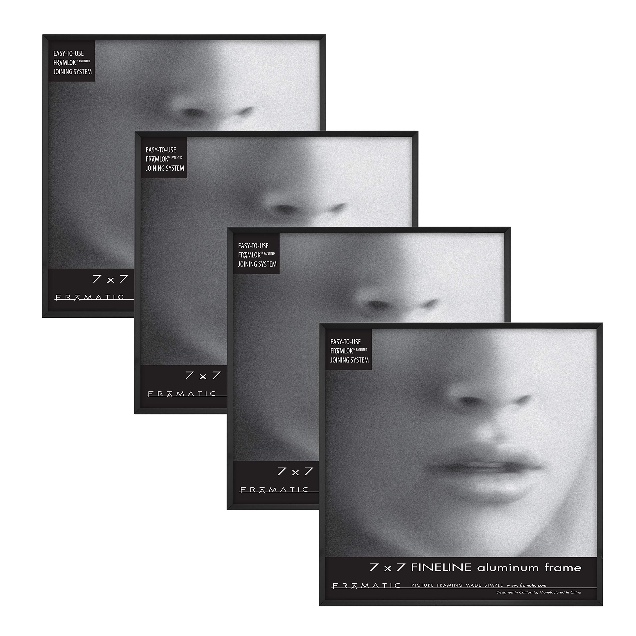 MCSBlack, Framatic Fineline 7x7 Inch Aluminum Frame (4pk), (302232), 7 x 7