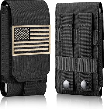 Tactical Molle Phone Case, Heavy Duty Loop Belt Holster Pouch with Flag Patch for iPhone 17 Pro Max/16 Pro Max/16 Plus/16 Pro/16/15 Pro Max/14 Pro Max/13 Pro Max, for Galaxy S24 Ultra