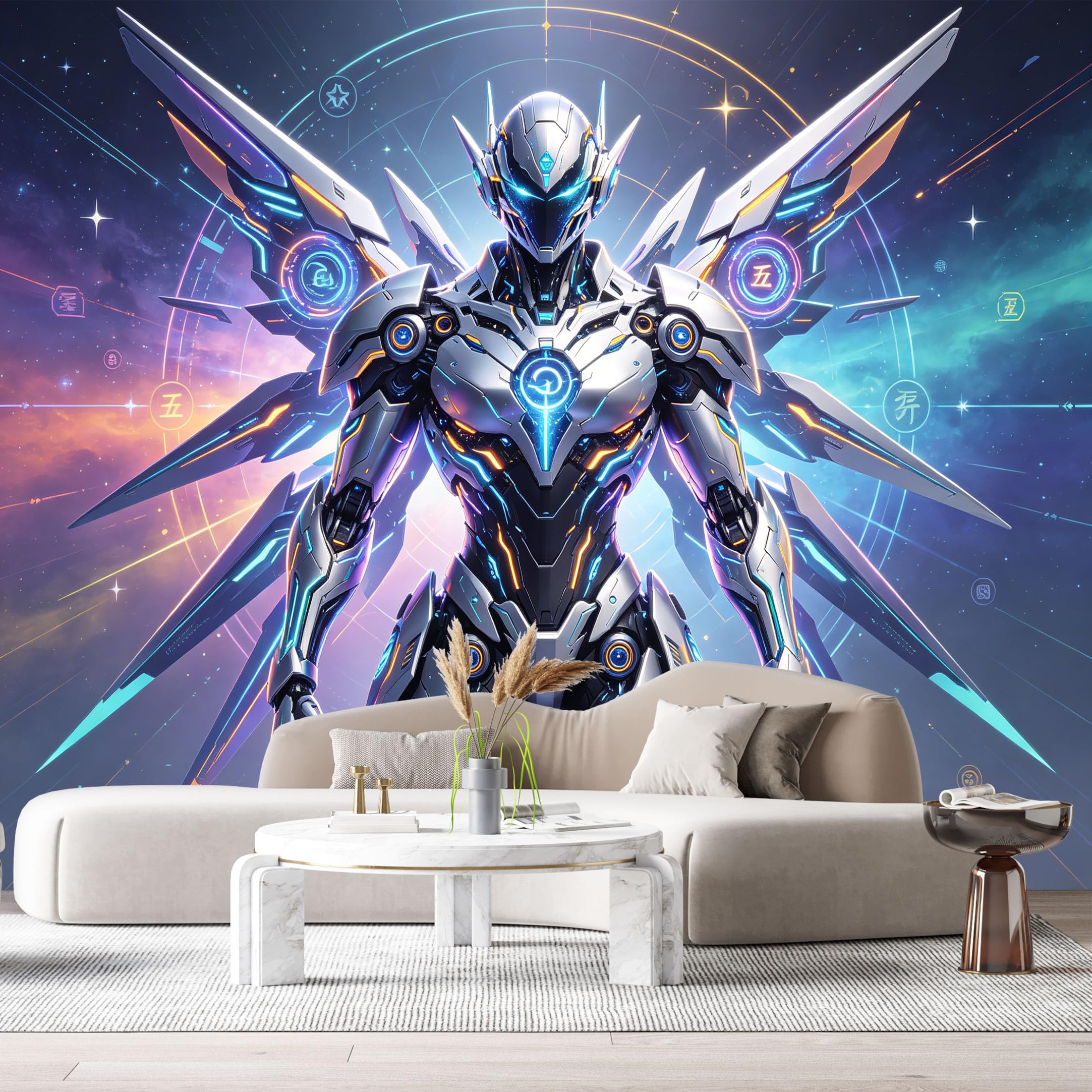 Custom Size Wall Murals Futuristic Mech Warrior Cyberpunk Abstract Modern Tech Style SelfAdhesive Wall Fabric Removable Large Wallpaper for Photo Living Room