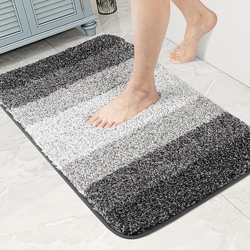 Miniatura 10 de Walensee Alfombra de contorno de baño (20 x 24 pulgadas, turquesa degradado) Alfombra de baño antideslizante absorbente de agua suave microfibra