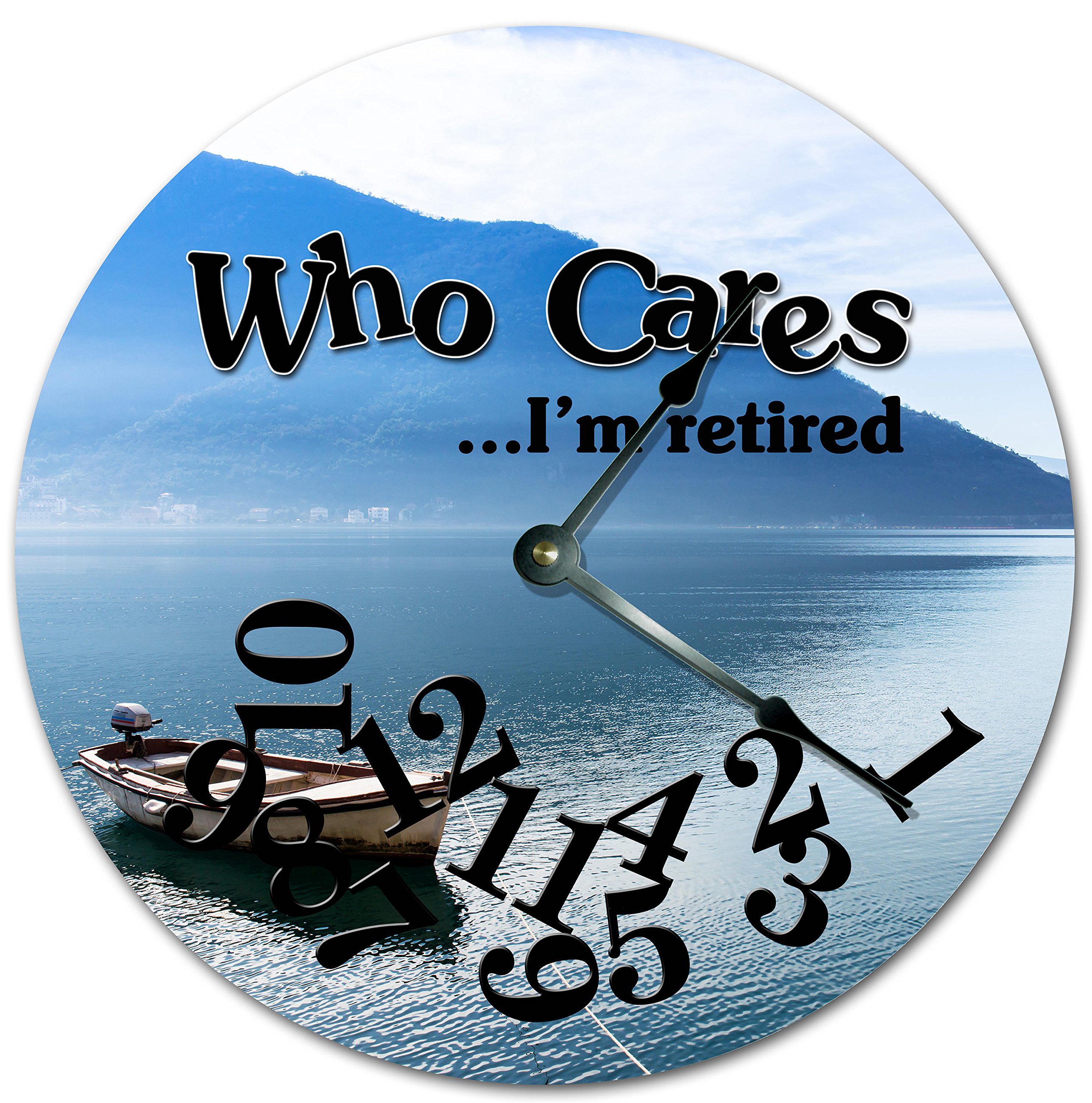 Horloge murale en bois Who Cares I'M Retired cadeau idéal retraite