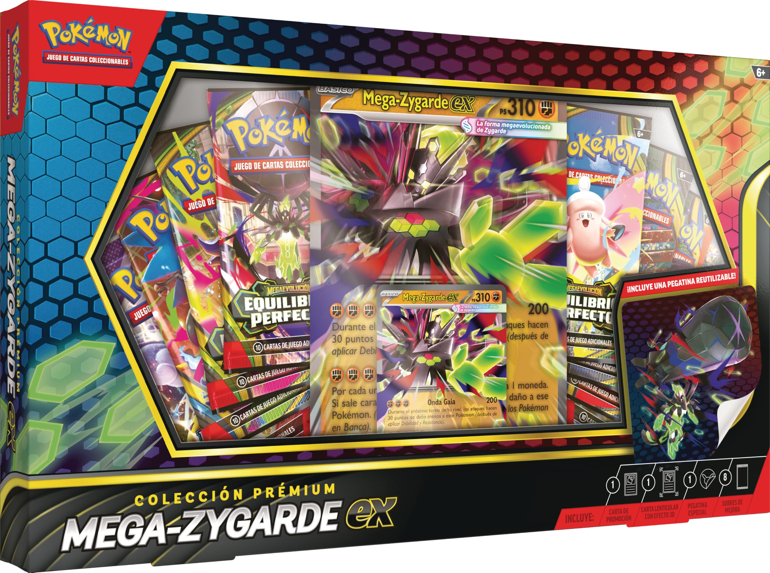 Pokémon: Colección prémium Mega-Zygarde ex (1 Carta de promoción, 1 Carta de Gran tamaño con Efecto 3D, 1 Pegatina Especial y 8 Sobres de Mejora)