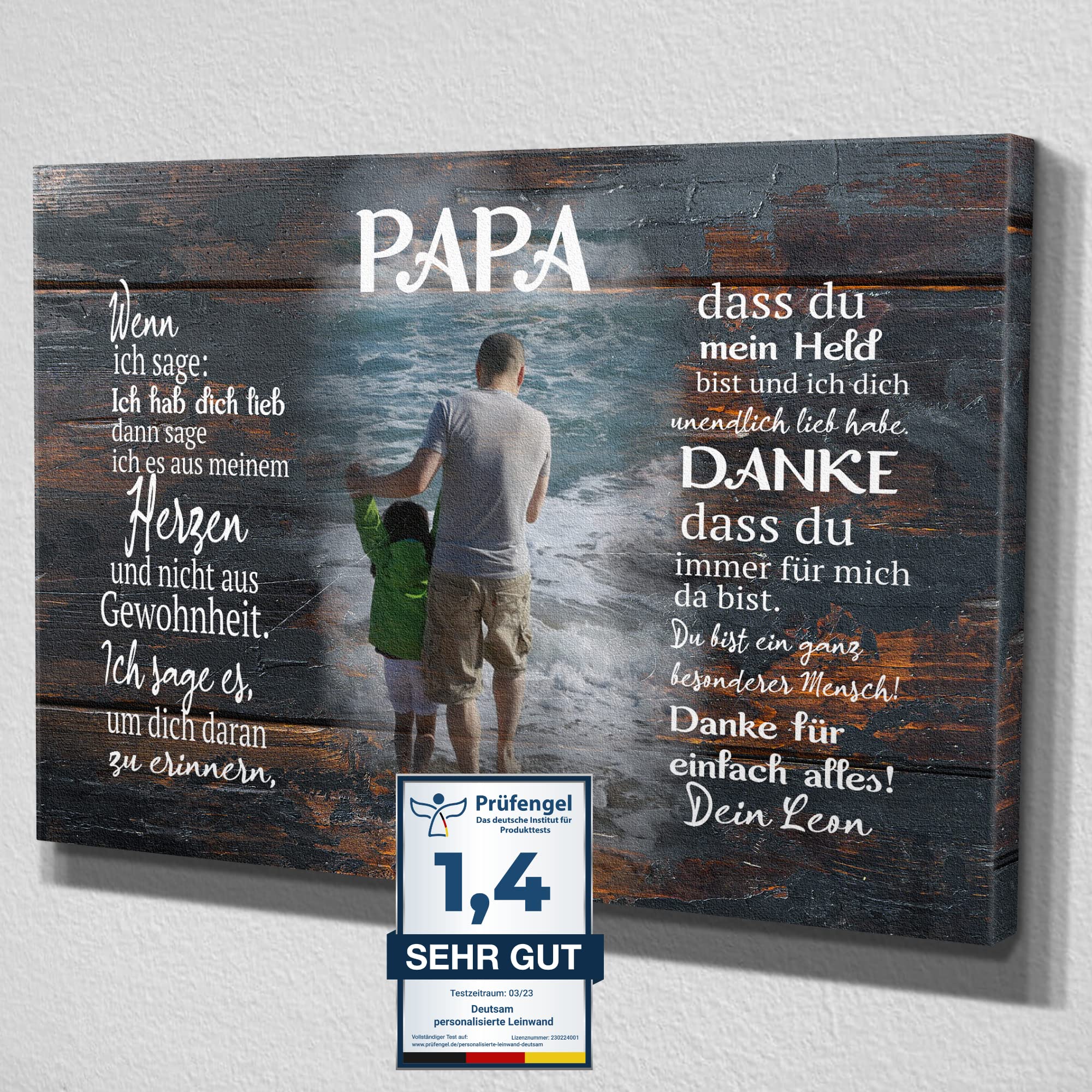 Deutsam Tela personalizzata Papà nero regalo per la festa del papà San Valentino con foto regalo per papà compleanno su tela