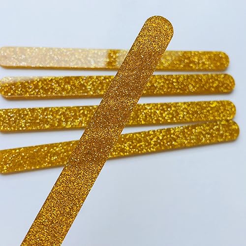 Miniatura 3 de NUORUI 30 palitos de acrílico reutilizables para tartas, palitos de paleta de espejo para recuerdos de fiesta (purpurina dorada)