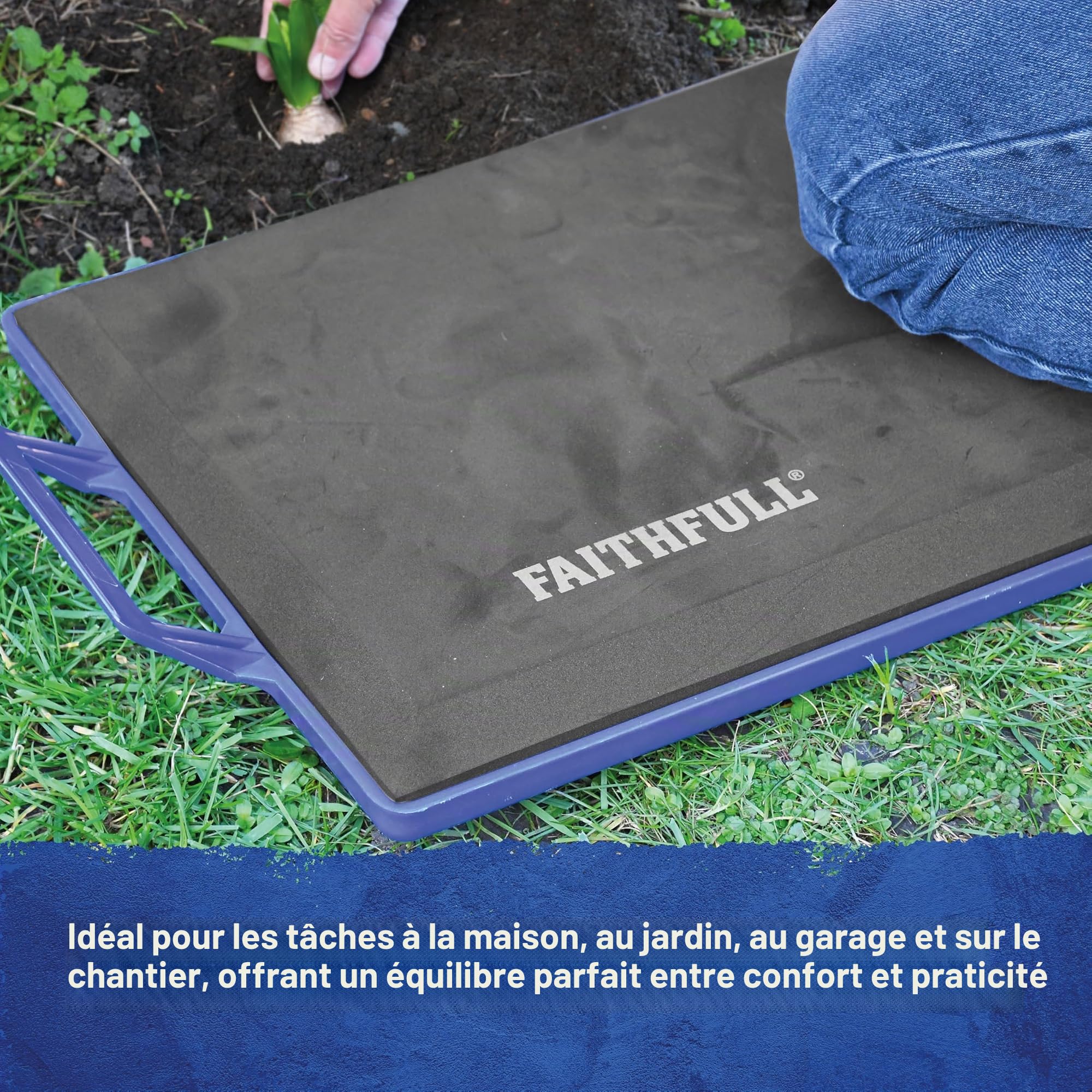 Faithfull Planche à Genoux Confortable – Protection des Genoux en Mousse avec Base imperméable pour la Maison, Le Jardin, Le Garage et Le Chantier