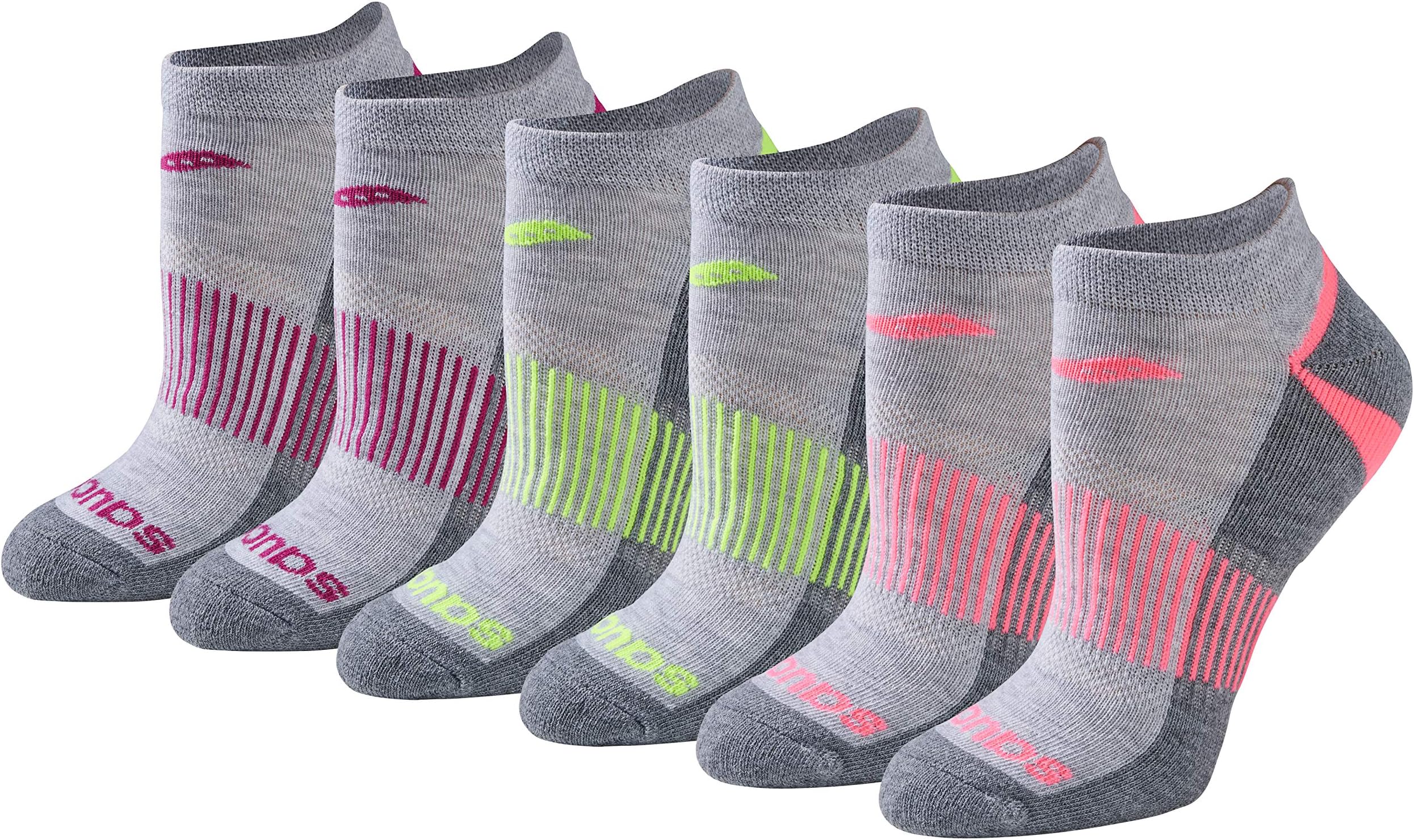 Saucony Women's RunDry Performance Selective Cushion Socks, Available in S-L (6, 12 Pairs)