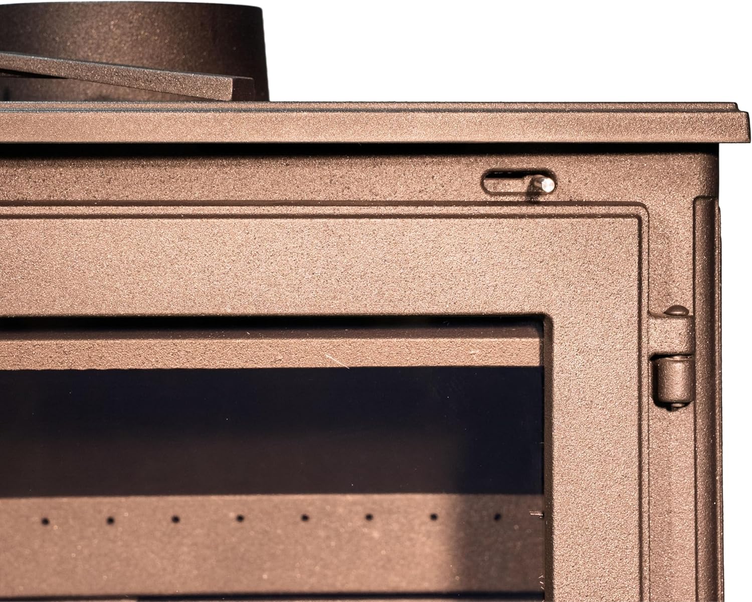 Top part of the EIDER BIOMASA IRIS wood stove showing secondary air vents