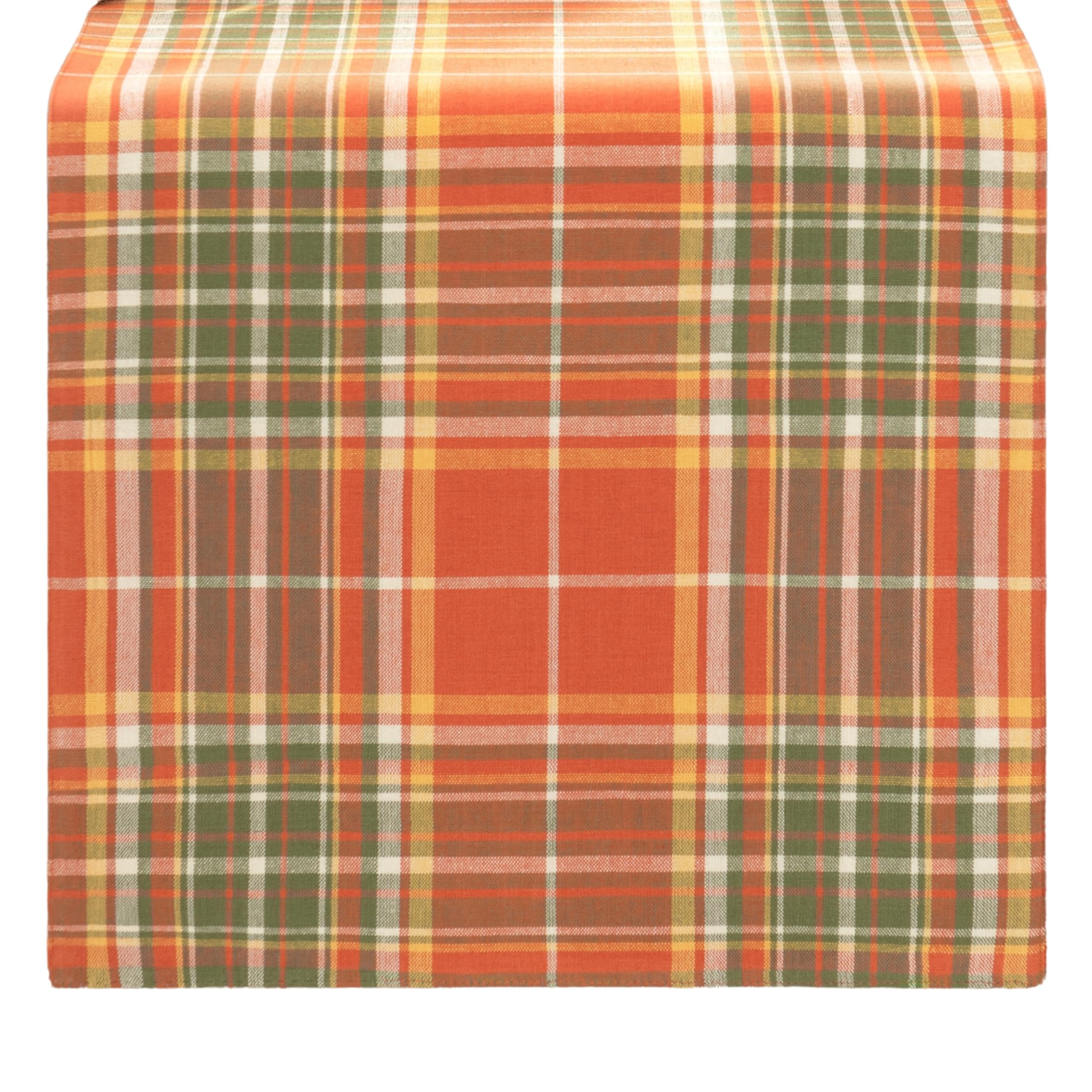Elrene Home Fashions Hawley Plaid Harvest Fall/Thanksgiving Cotton Console Centerpiece/Table Runner, 13"x70"