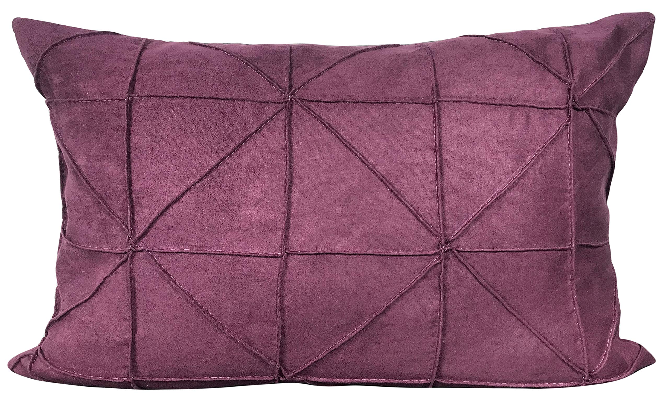 Cushion Mania Purple Pleated Faux Suede Cushion Cover Or Filled Cushion – Luxury Stitched Decorative Pillow 17X17 Inch Or 17X12 Inch For Sofa, Bed & Living Room (, 17"X12" Filled Cushion)