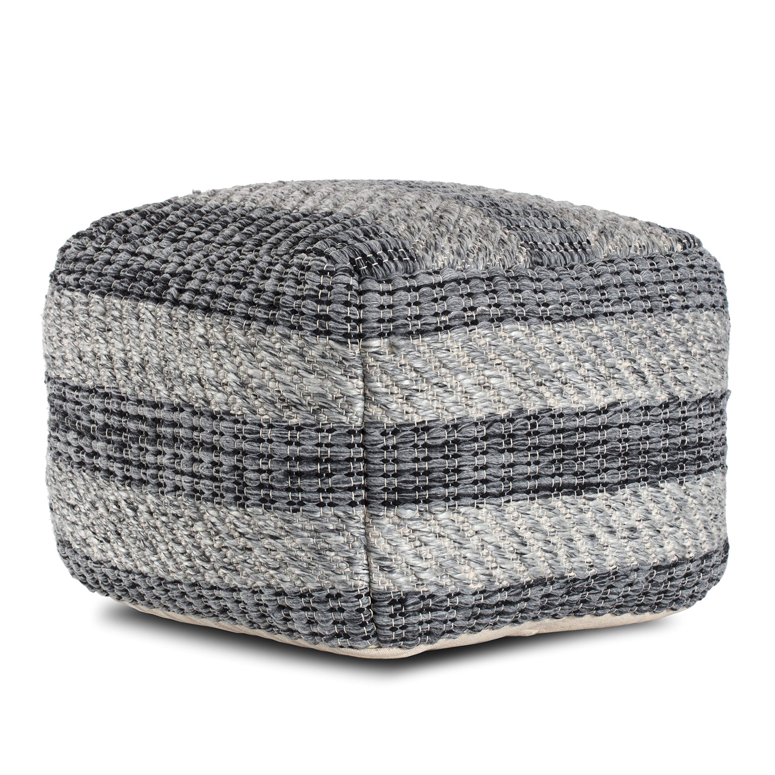 Anji MountainSquare Pouf, 24" x 24" x 17", Gray