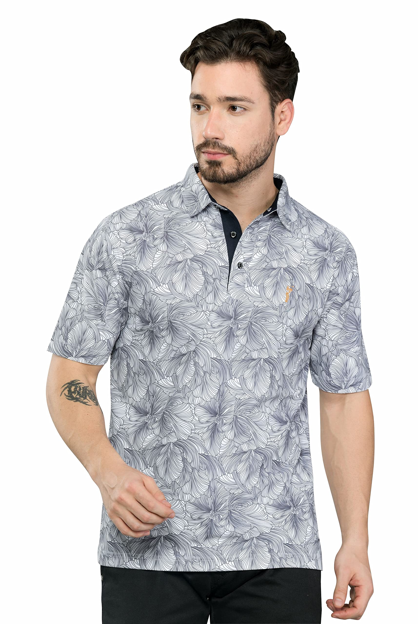 STELLERSMen's Premium Printed Polo T-Shirt | Wrinkle Free | Quick Dry | Breathable | Stretchable | Regular Fit