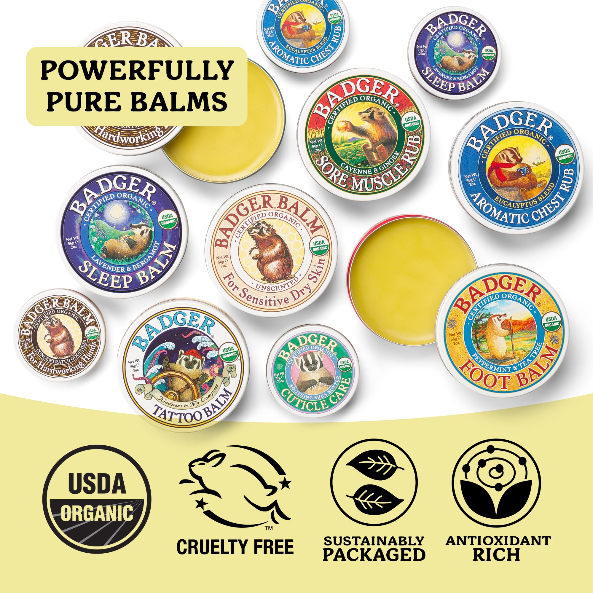 Badger Tin Cuticle Care, mały - balsam do skórek i paznokci - balsam pielęgnacyjny do suchych paznokci - 720308