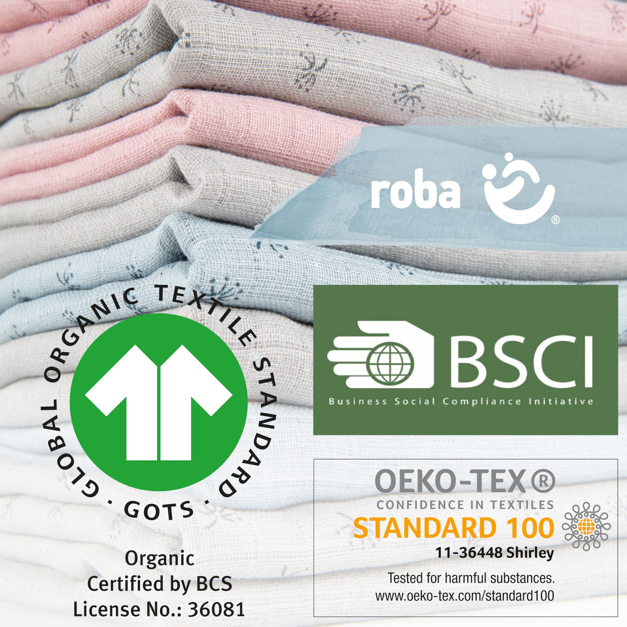roba Set 3 Lenzuolini Bio Lil Planet - Mussola Cotone Biologico GOTS 80x80 cm Traspirante Idrorepellente Lavabile Verde