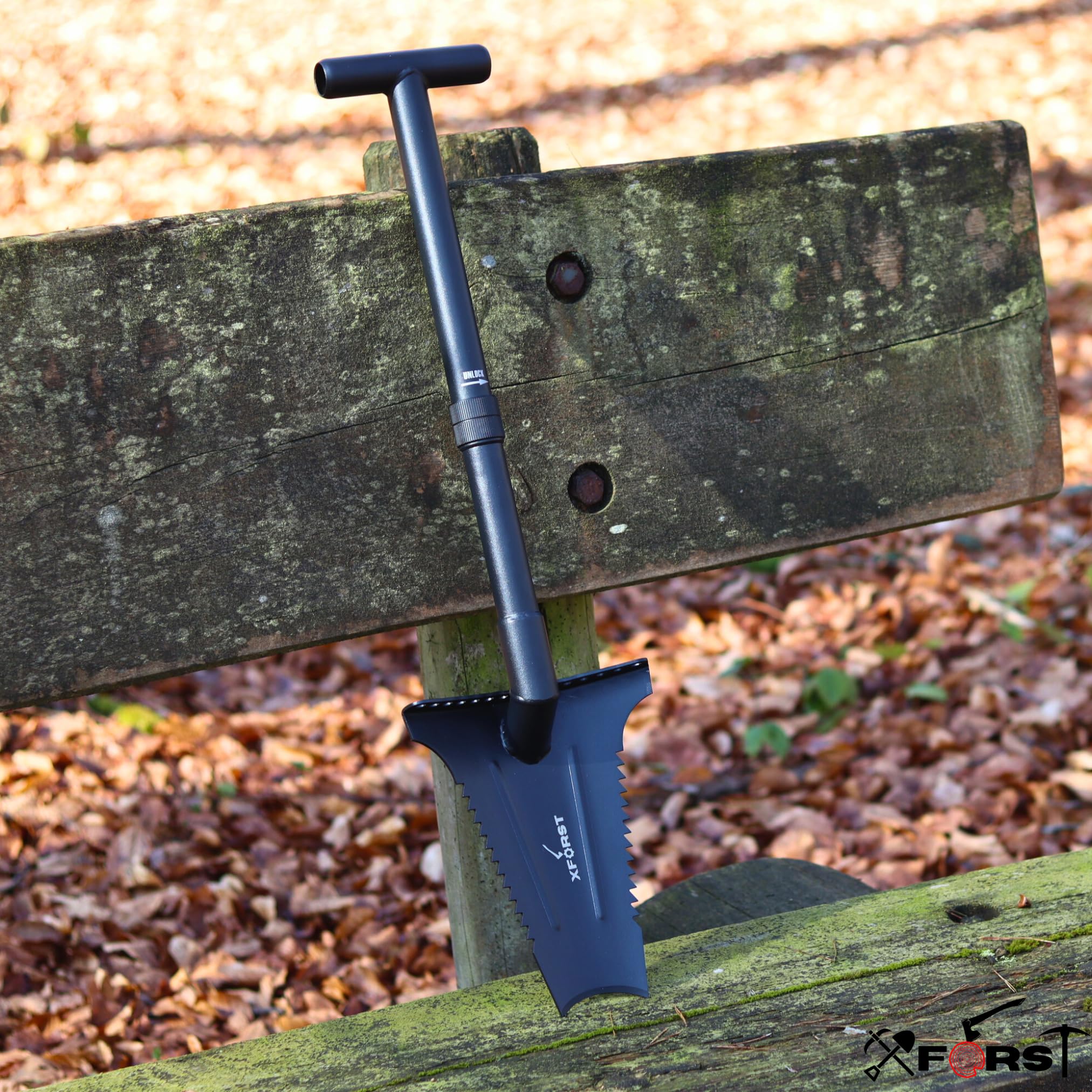 forst X-SZ2 - Pala robusta, ideale per giardinaggio e prospezione. 72 cm, 1,66 kg, lama trapezoidale affilata con denti laterali per giardinaggio, rimozione radici