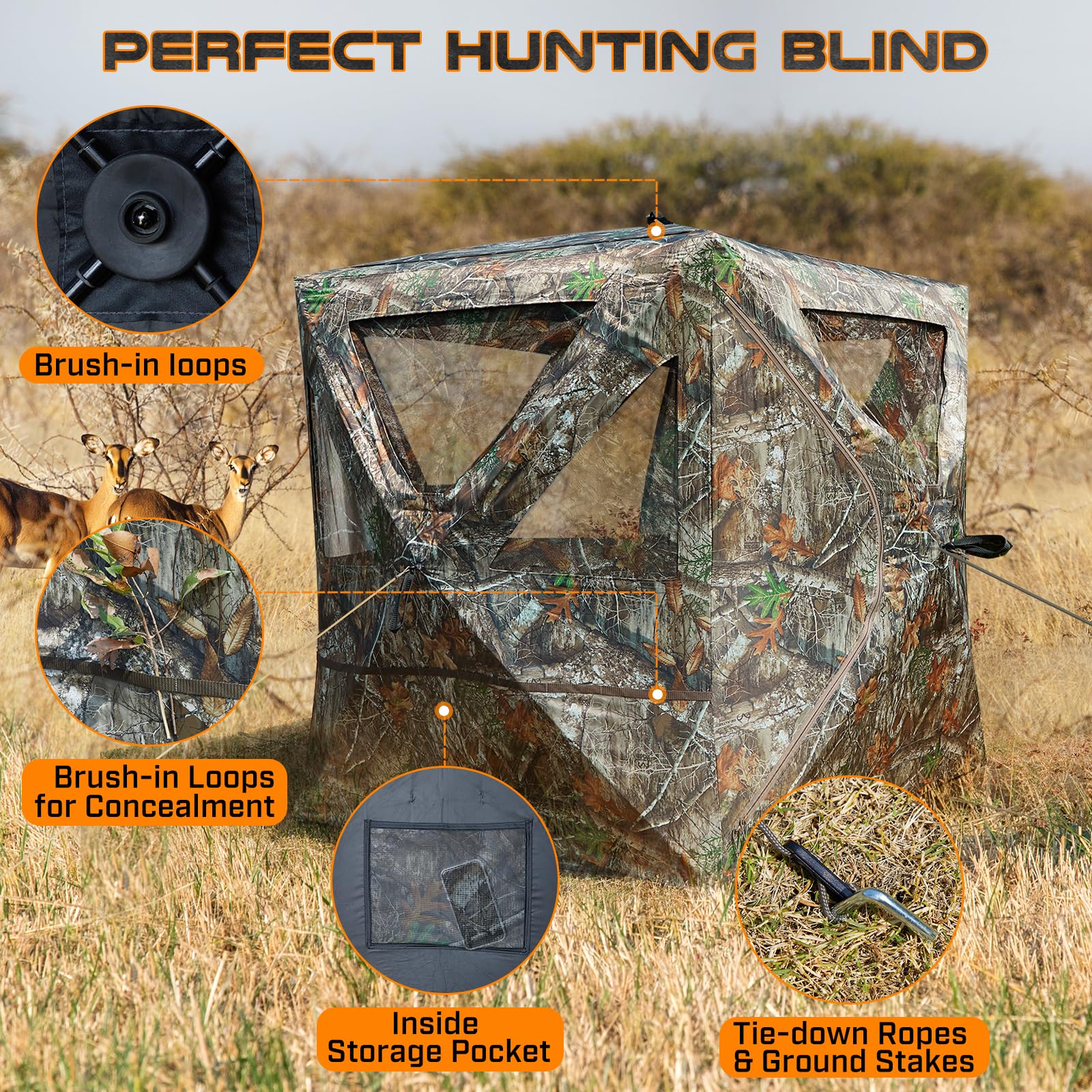 TR Portable Hunting Blind with Carrying Bag,Pop Up Ground Blind with