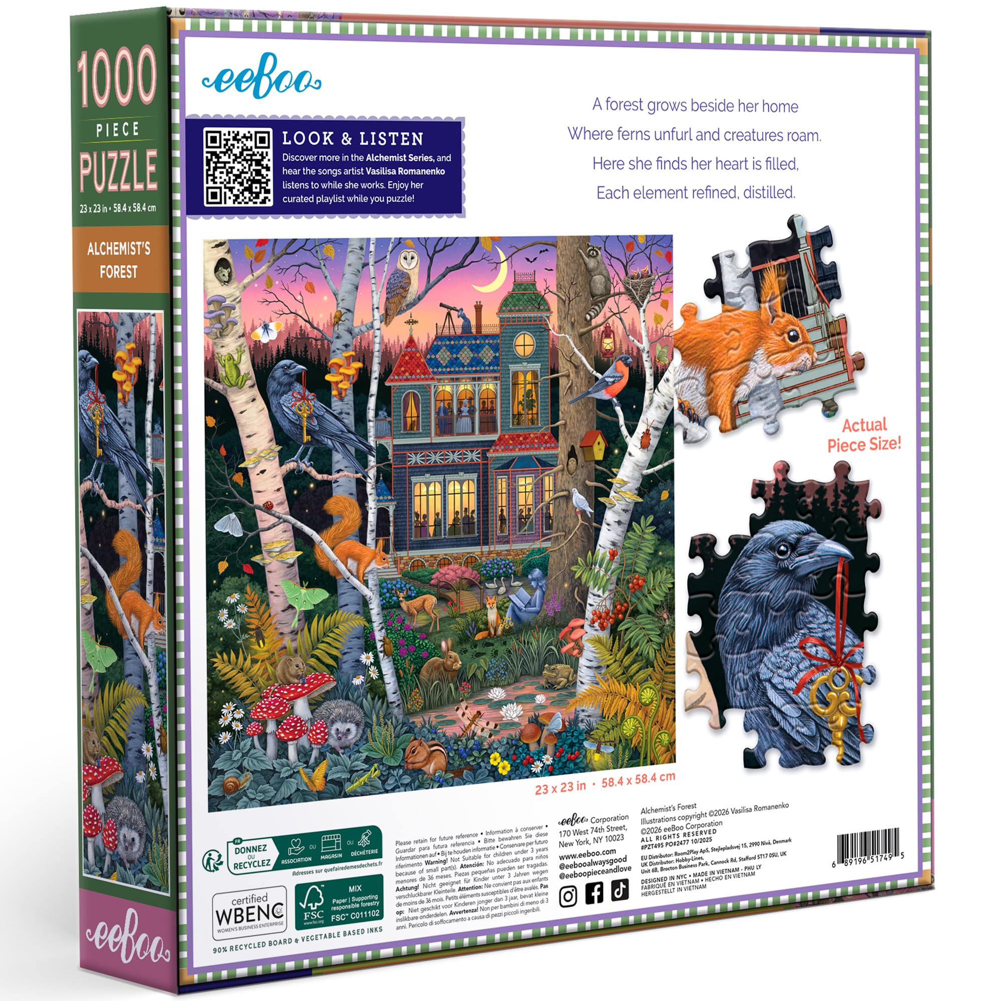 Eeboo Puzzle 1000 elementów Las Alchemika - puzzle dla dorosłych 1000 elementów z kartonu - wymiary puzzli 58,4 cm x 58,4 cm