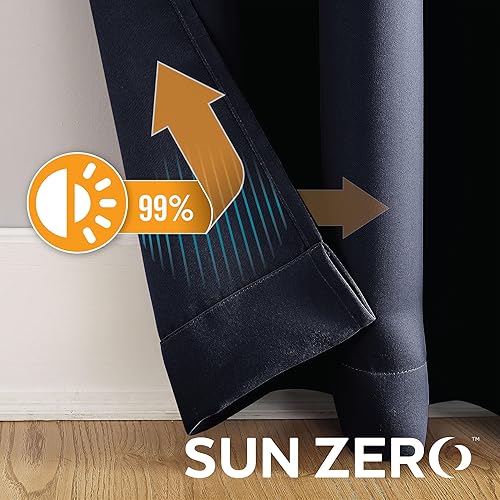 Miniatura 4 de Sun Zero Soho - Juego de 2 paneles de cortinas opacas de eficiencia energética con ojales, 54 x 84 pulgadas, color azul marino