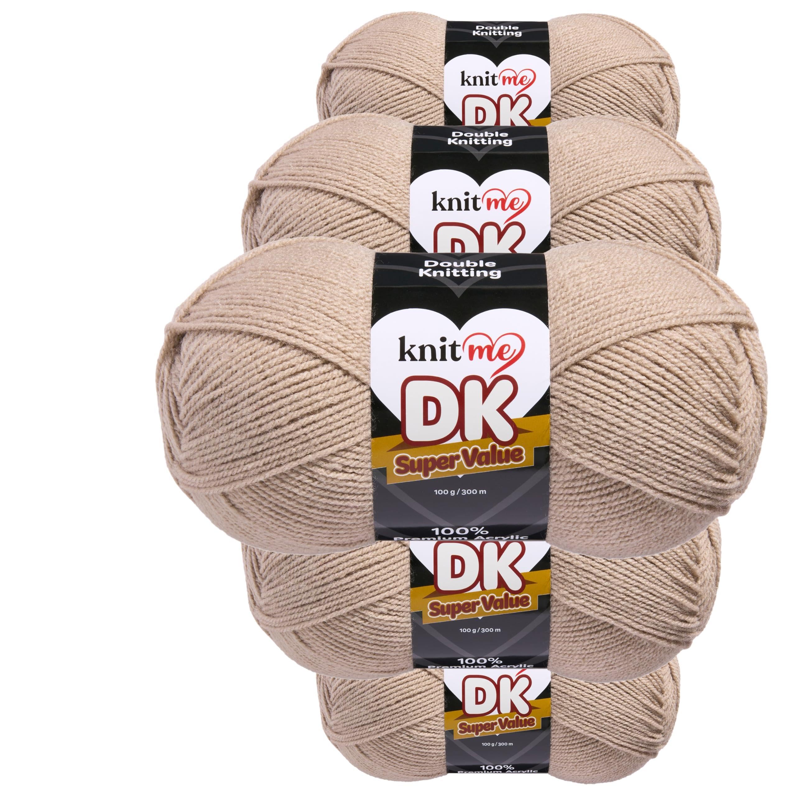 Knit Me DK Double Knitting Yarn Hypoallergenic Acrylic 5X 100g (Oatmeal)