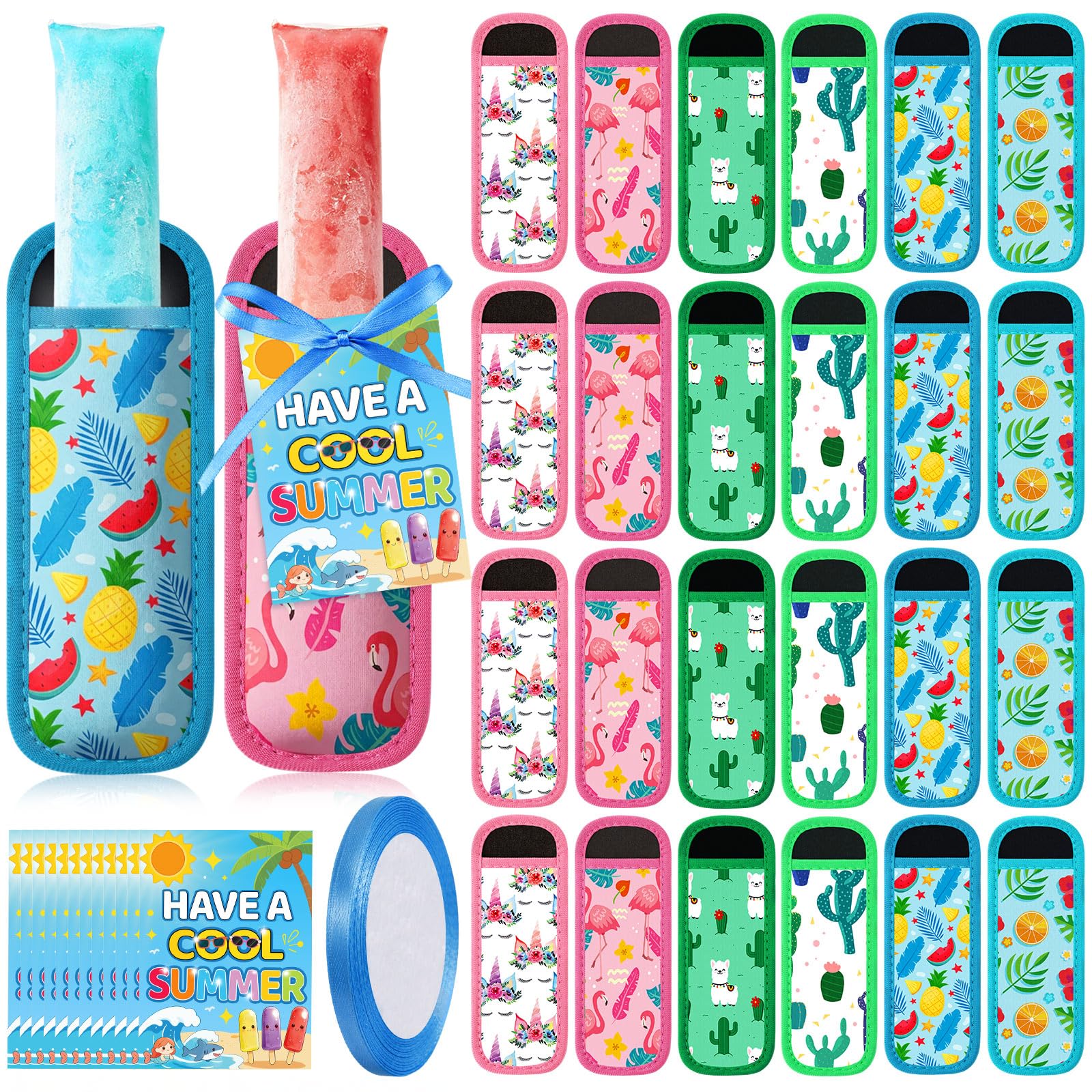 Cadeaux de fin d'année enseignants avec 24 pochettes glacées et cartes d'été