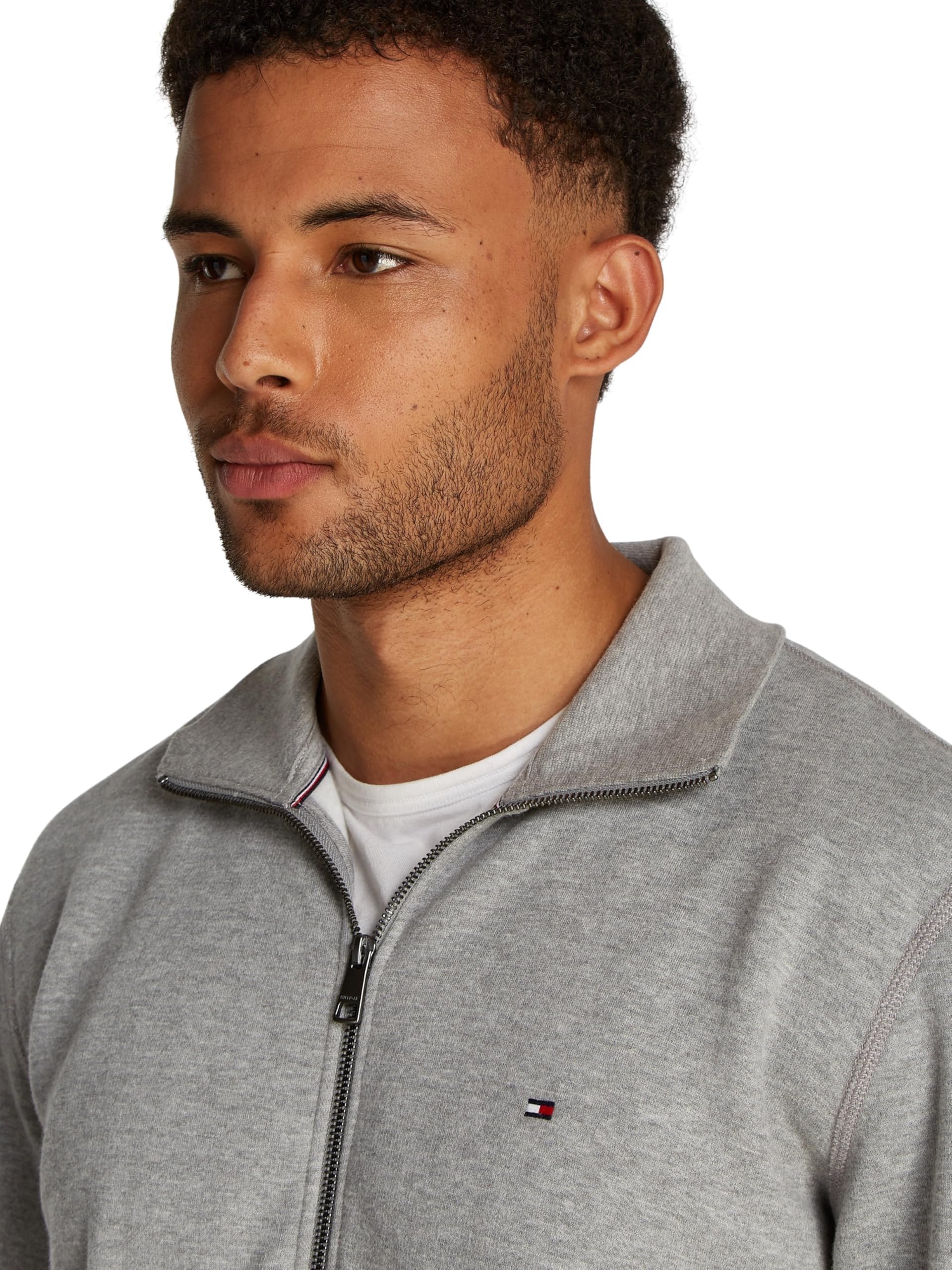 Tommy Hilfiger Uomo Felpa con Cerniera Essential Fleece Colletto alla Coreana